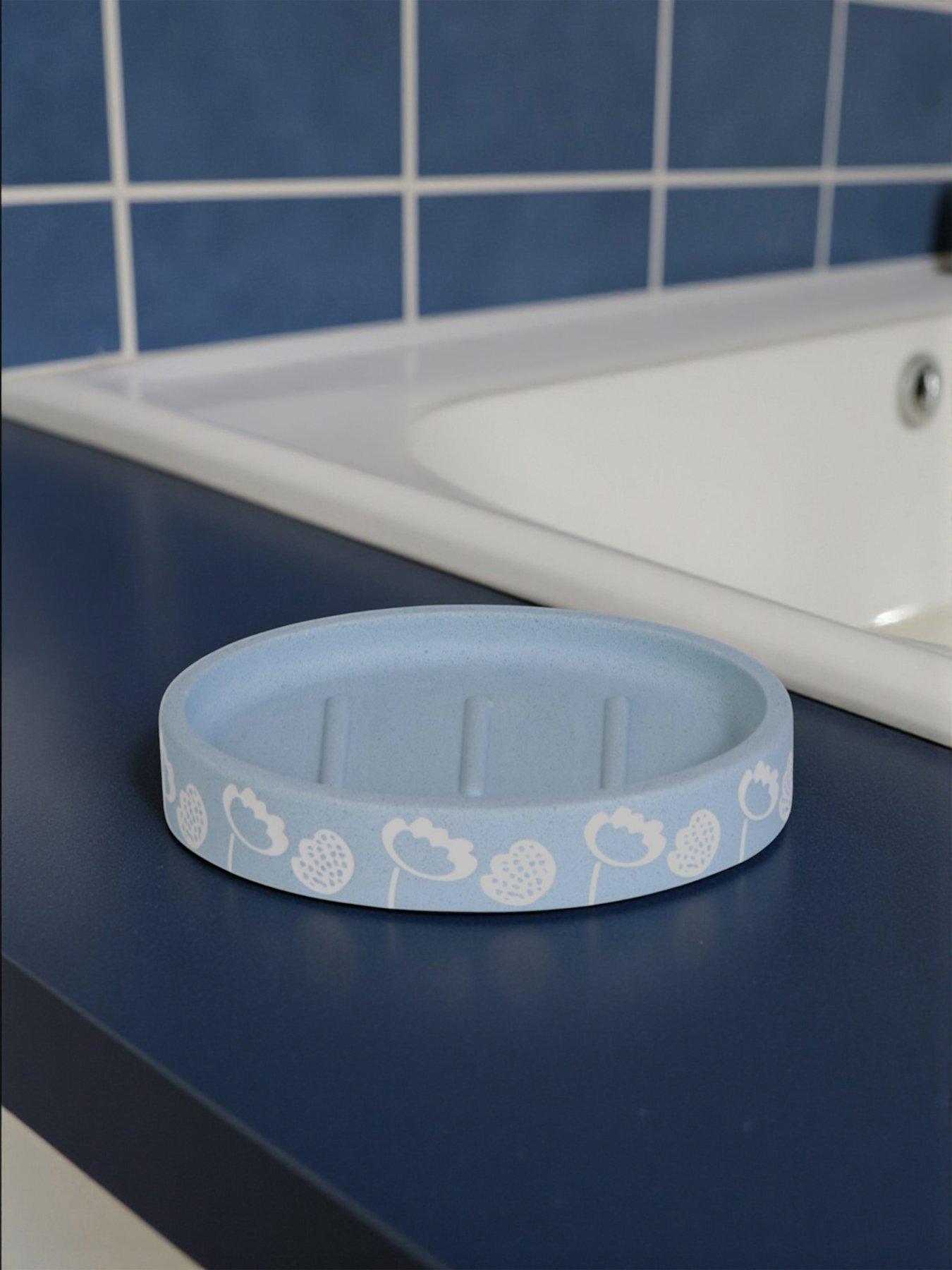 Image 6 of 6 of Showerdrape Buttercup Light Blue Floral 4 Piece Bathroom Accessory Set