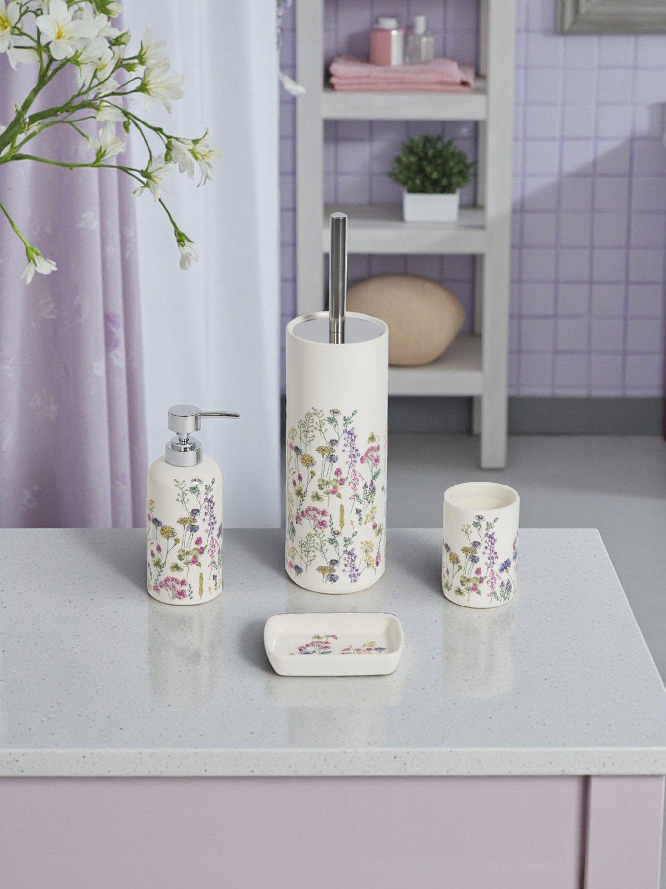 Showerdrape Meadow Wild Flowers Floral 4 Piece Bathroom Accessory Set