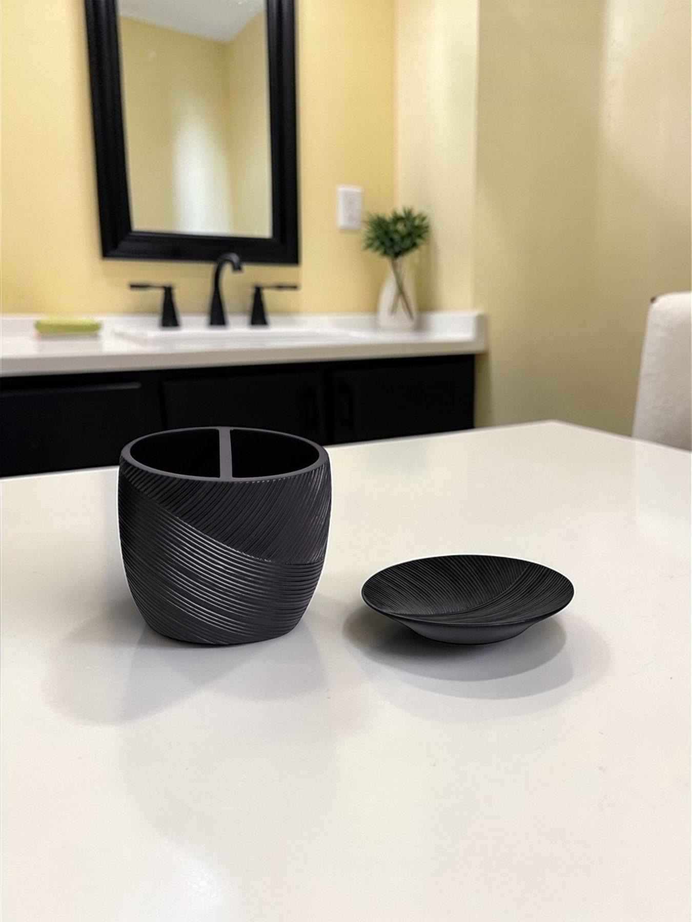 Showerdrape Ripple Black Set Of 2 - Sd, Tbh