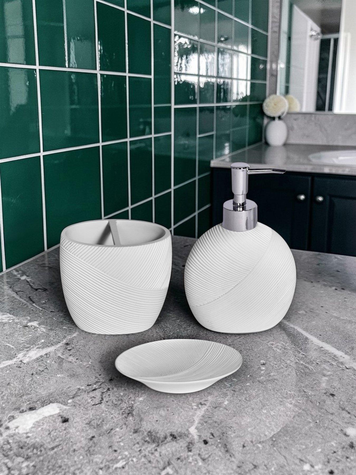 Showerdrape Ripple White Textured Bathroom Accessory Set