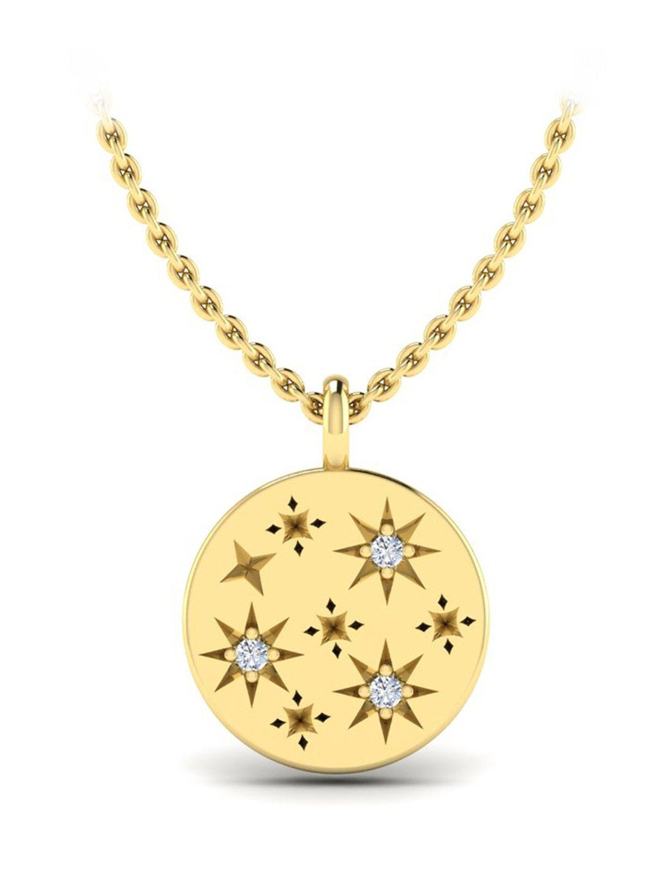 Kleora AURORA Modern Electrum Diamond Star Burst Disc Pendant