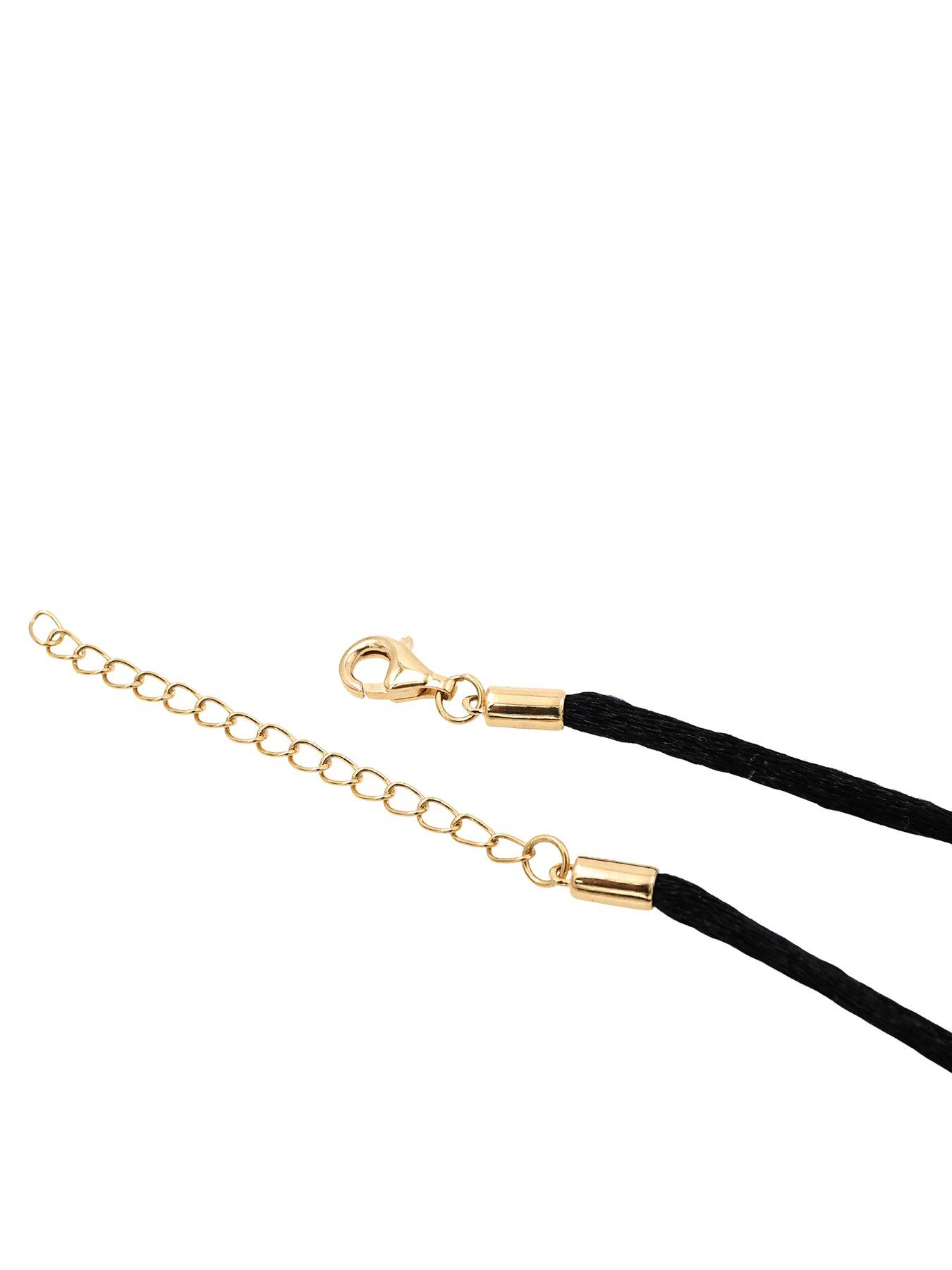 Image 3 of 6 of The Edit Hs Hearts 18Ct Plated Sterling Silver Abstract Heart Black Cord Necklace - Gold
