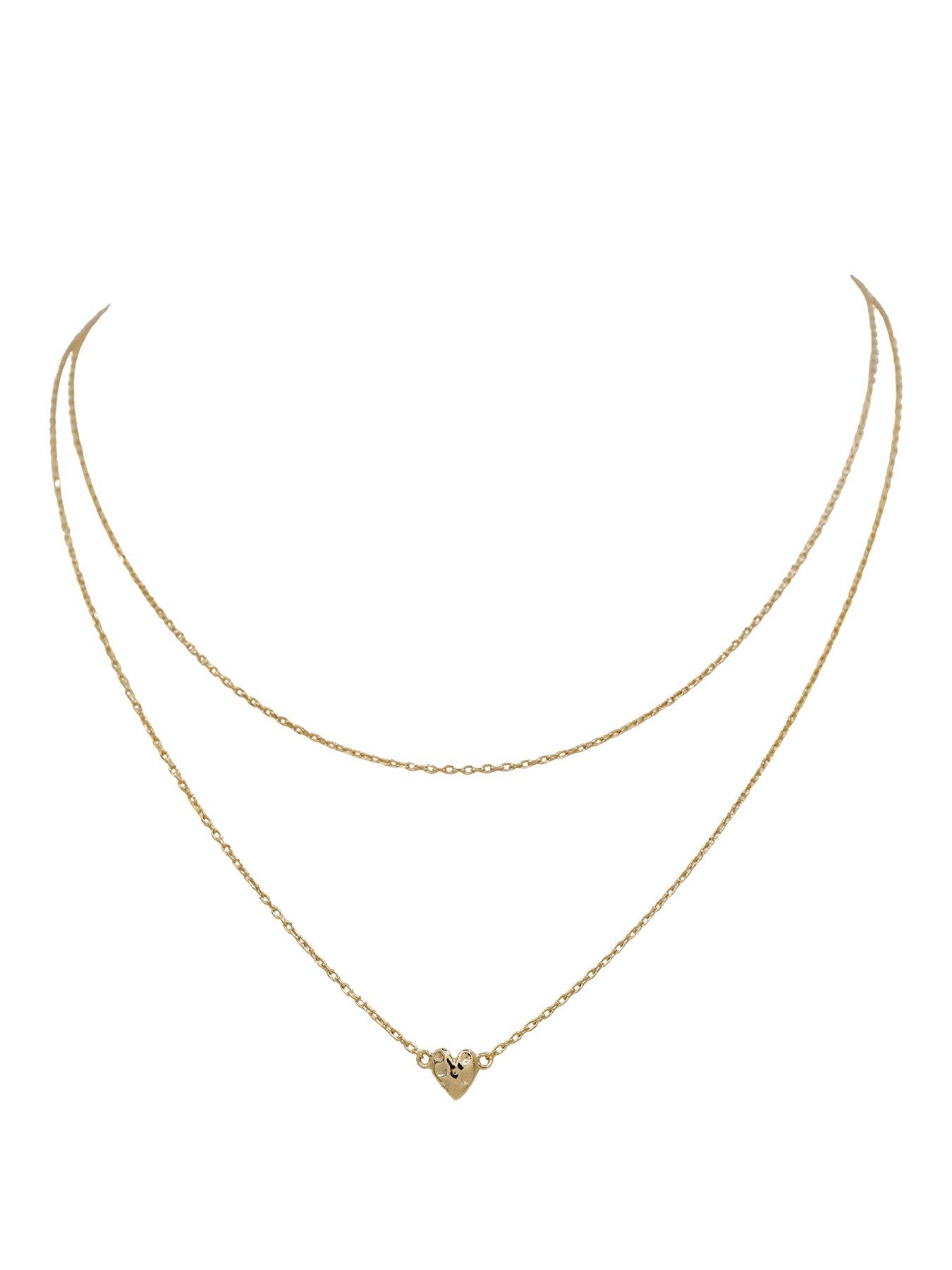 The Edit HS Edit HEARTS 18ct Yellow Gold Plated Sterling Silver Layered Hammered Heart Necklace