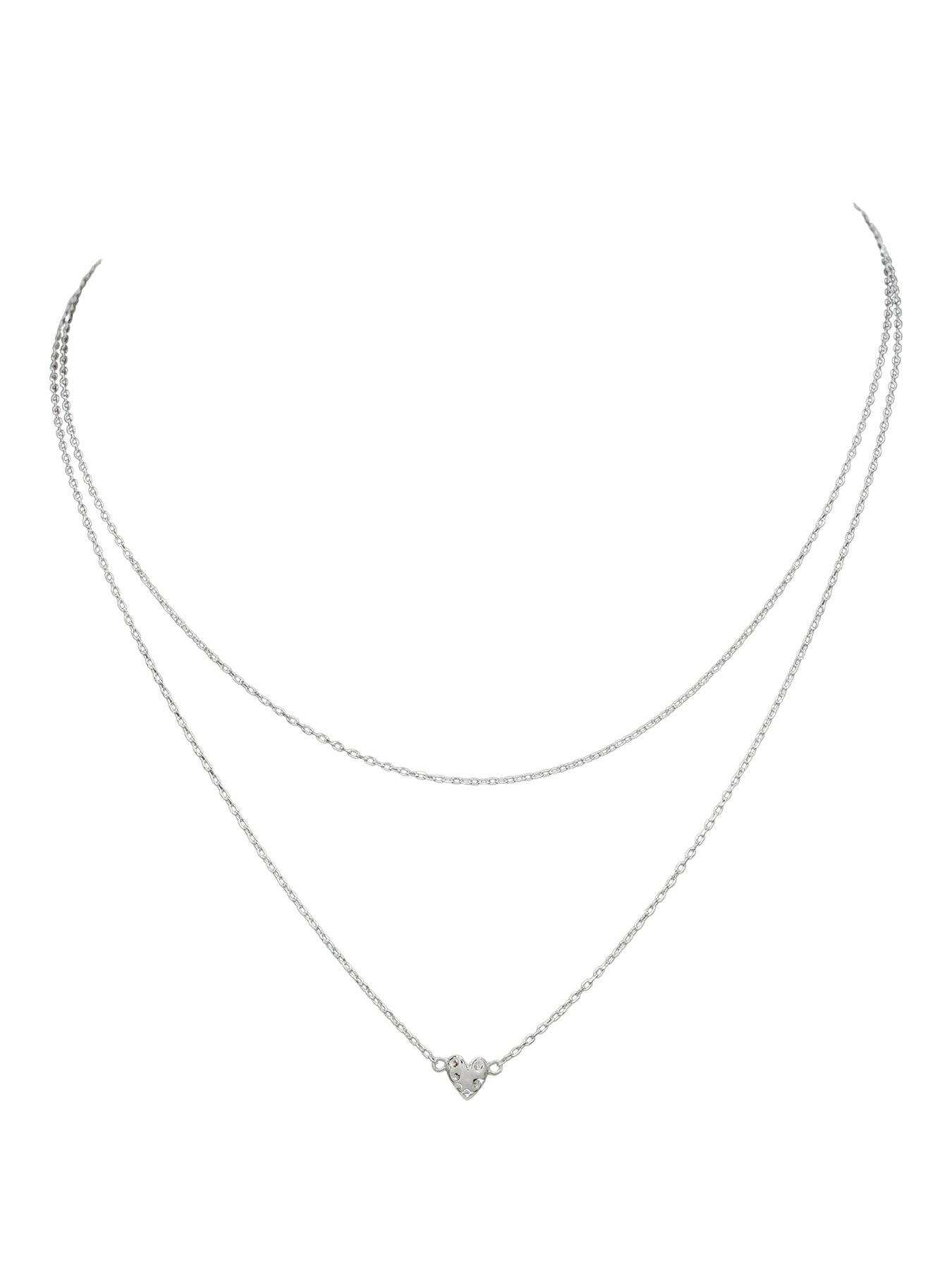 The Edit Hs Hearts Sterling Layered Hammered Heart Necklace - Silver
