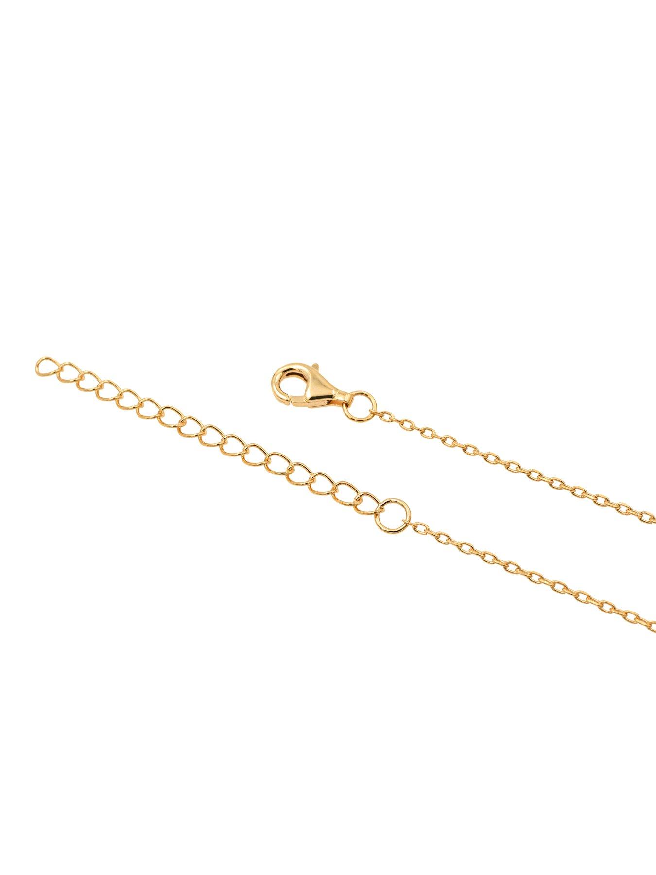 Image 3 of 3 of The Edit Hs T-Bar 18Ct Gold Plated Sterling &amp; Cubic Zirconia Accent Bar Necklace - Silver