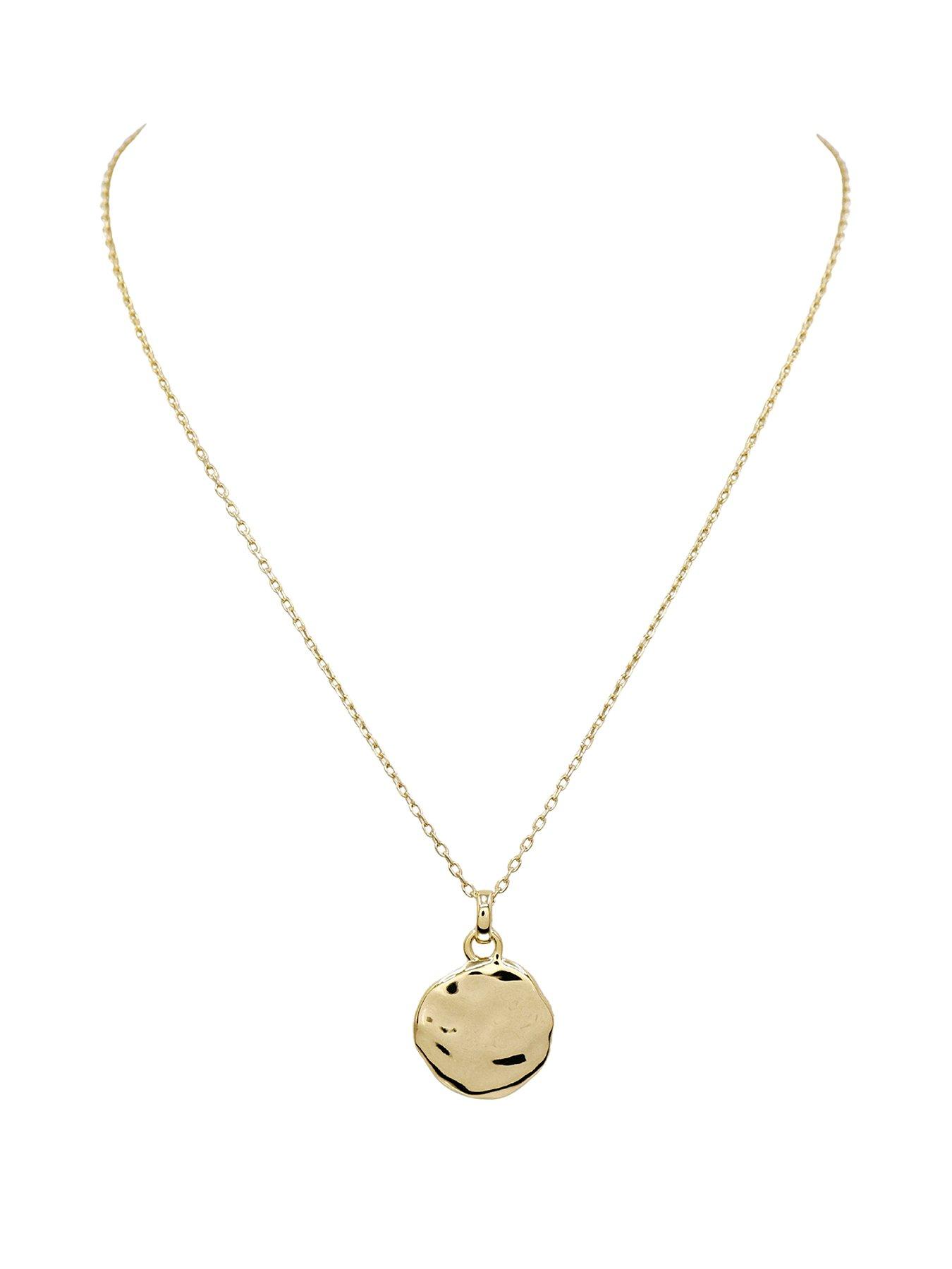 Image 1 of 4 of The Edit Hs Molten 18Ct Plated Sterling Silver Moulded Coin Disc Pendant Necklace - Gold