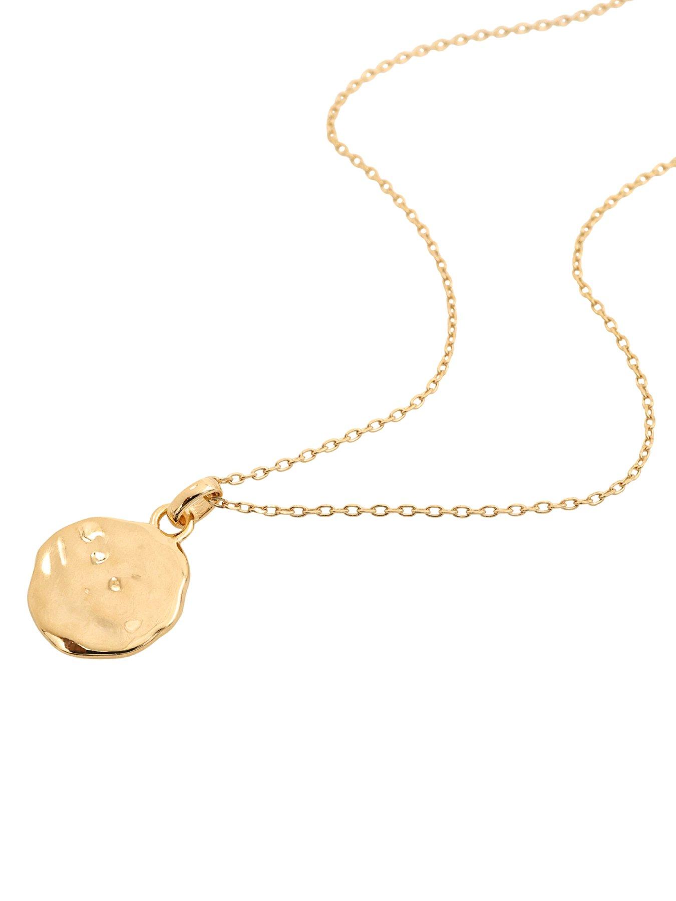 Image 2 of 4 of The Edit Hs Molten 18Ct Plated Sterling Silver Moulded Coin Disc Pendant Necklace - Gold