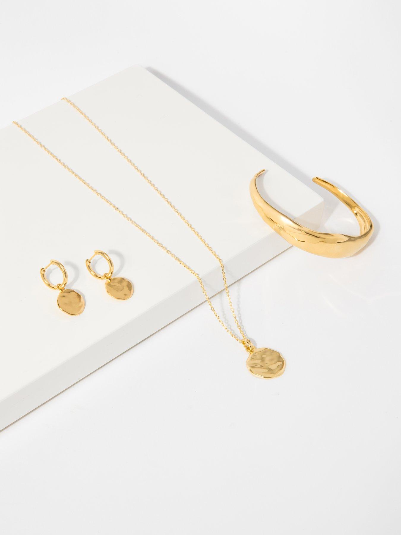 Image 4 of 4 of The Edit Hs Molten 18Ct Plated Sterling Silver Moulded Coin Disc Pendant Necklace - Gold