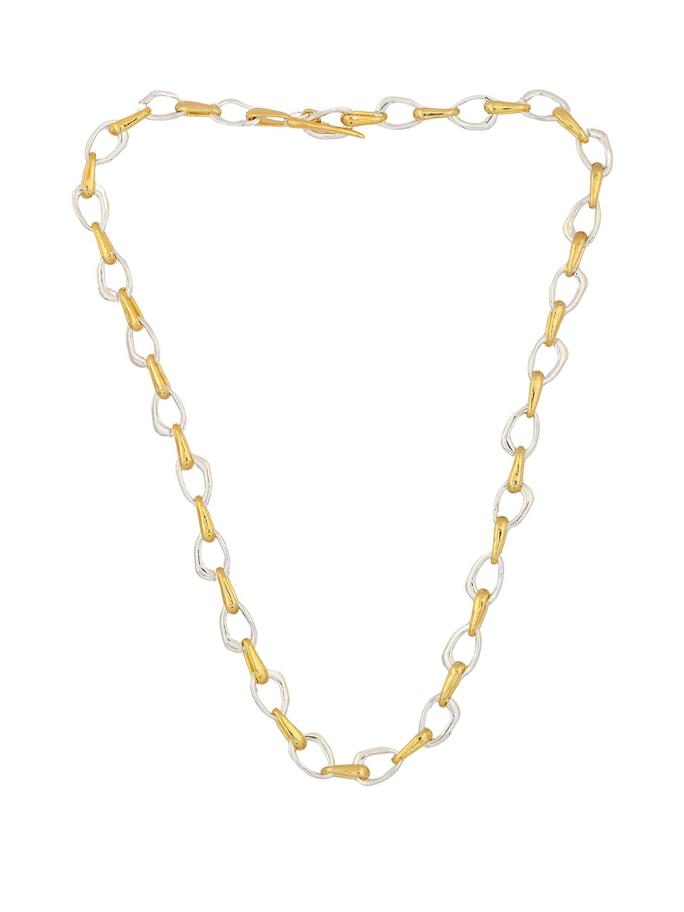 The Edit HS Edit  Sterling Silver & 18ct Yellow Gold Plated Large Link T-Bar Necklace