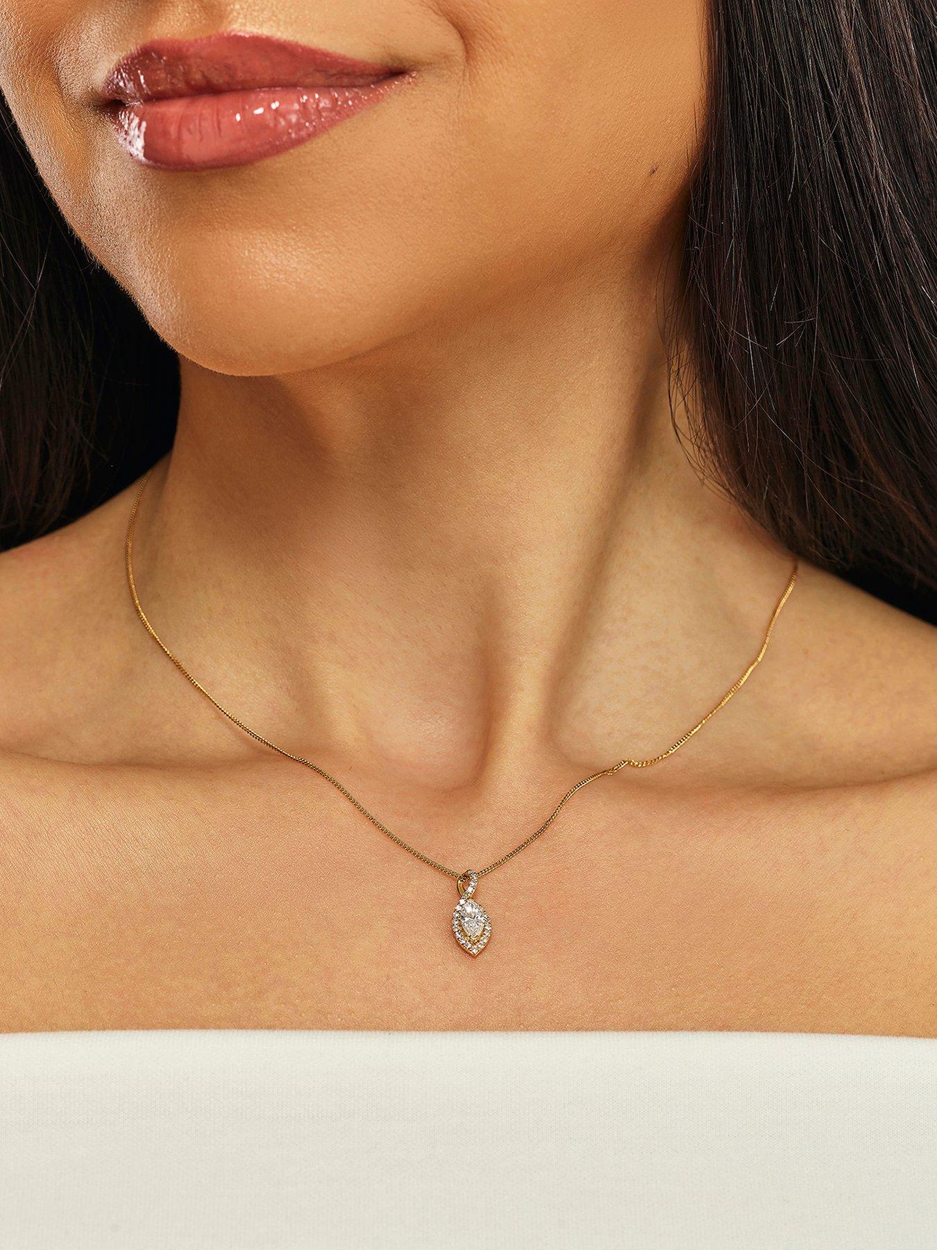 Harriet Harriet Sterling Silver & 18ct Yellow Gold Plated Vermeil 0.50ct Lab-Grown Diamond Twist Pendant Necklace