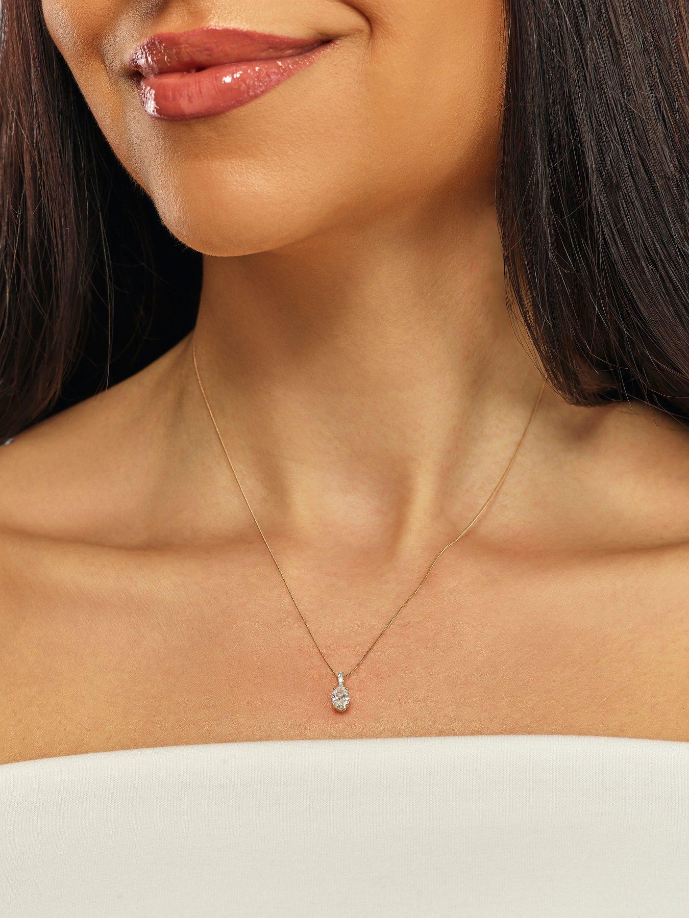 Harriet 9Ct Yellow 0.50Ct Lab-Grown Diamond Oval Pendant Necklace - Gold