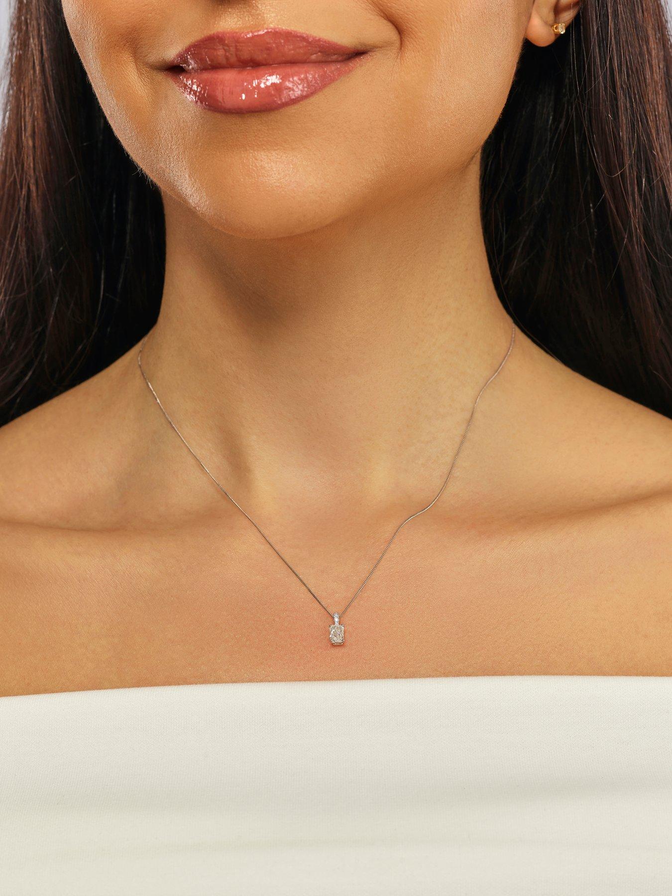 Harriet 9Ct White Gold 0.50Ct Lab-Grown Diamond Baguette Pendant Necklace
