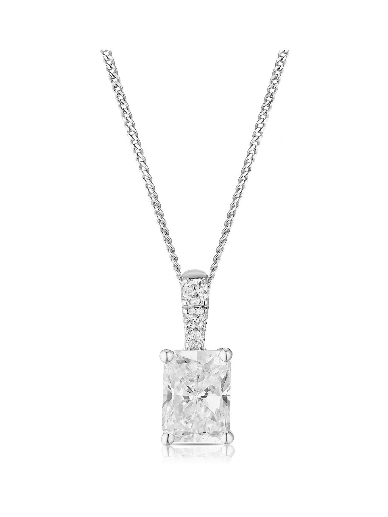 Harriet 9Ct White Gold 0.50Ct Lab-Grown Diamond Baguette Pendant Necklace