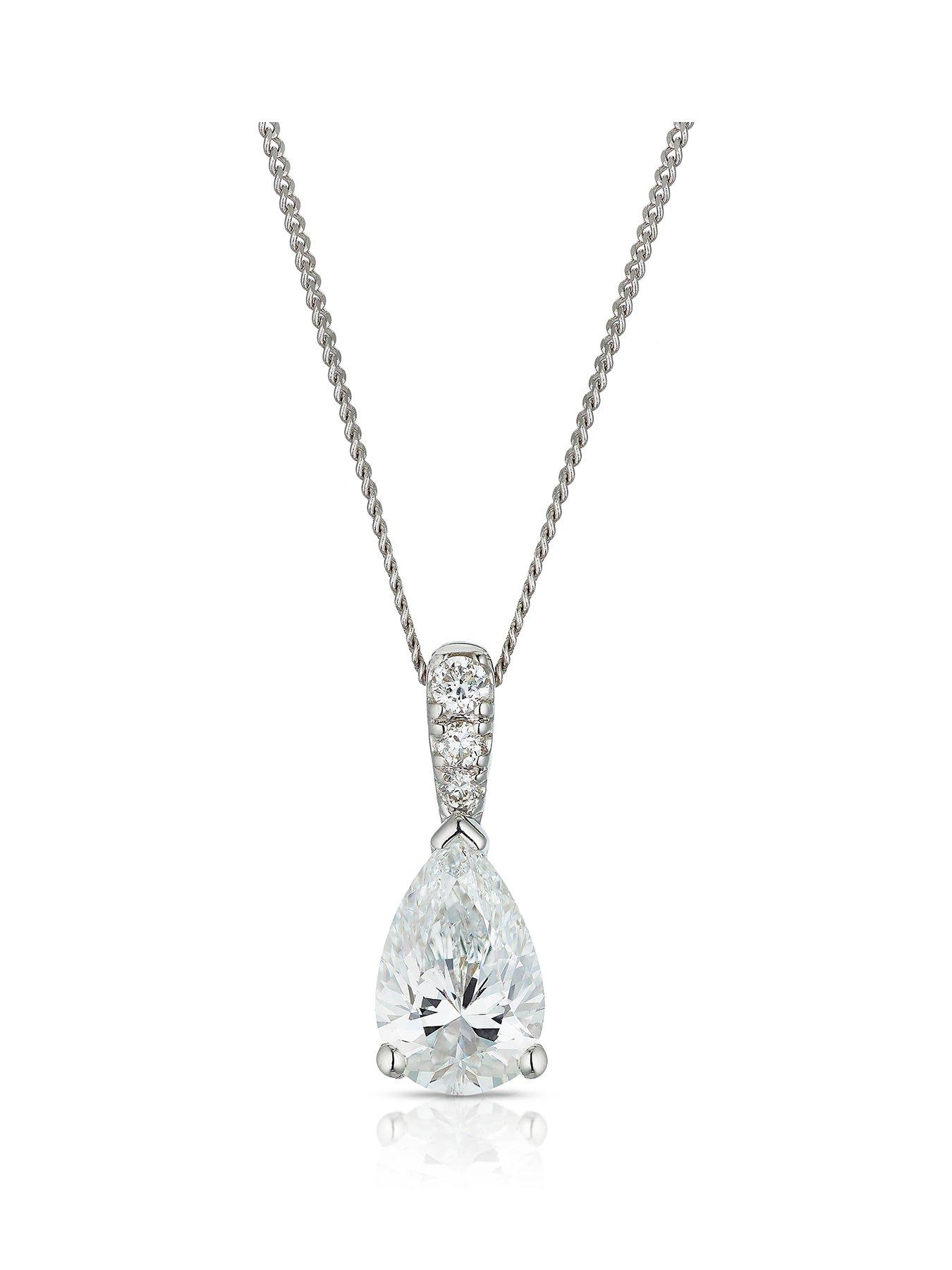 Harriet 9Ct White Gold 0.50Ct Lab-Grown Diamond Pear Pendant Necklace - Silver