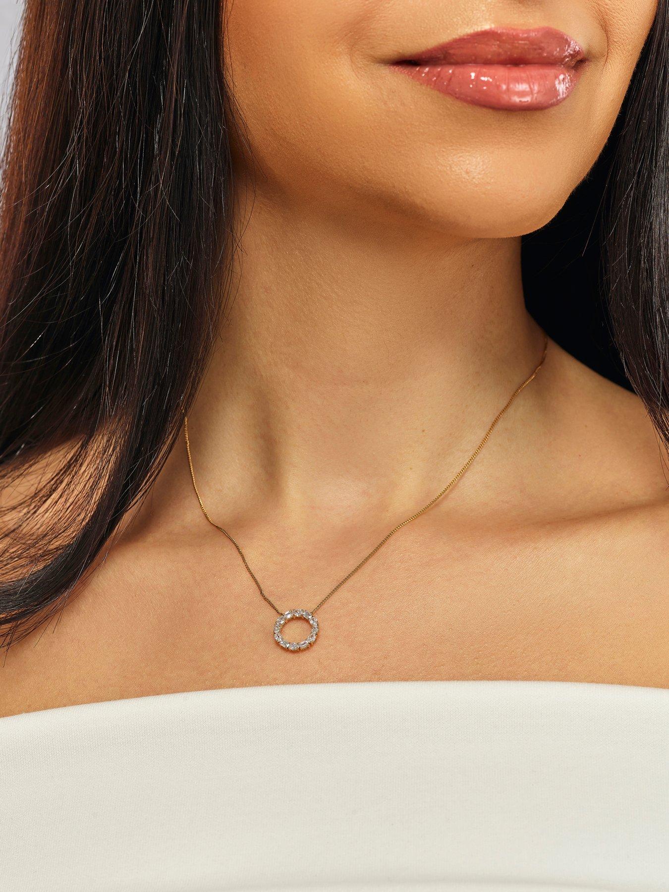 Harriet Sterling Silver & 18Ct Plated Vermeil 0.50Ct Lab-Grown Diamond Round & Oval Open Circle Pendant - Gold