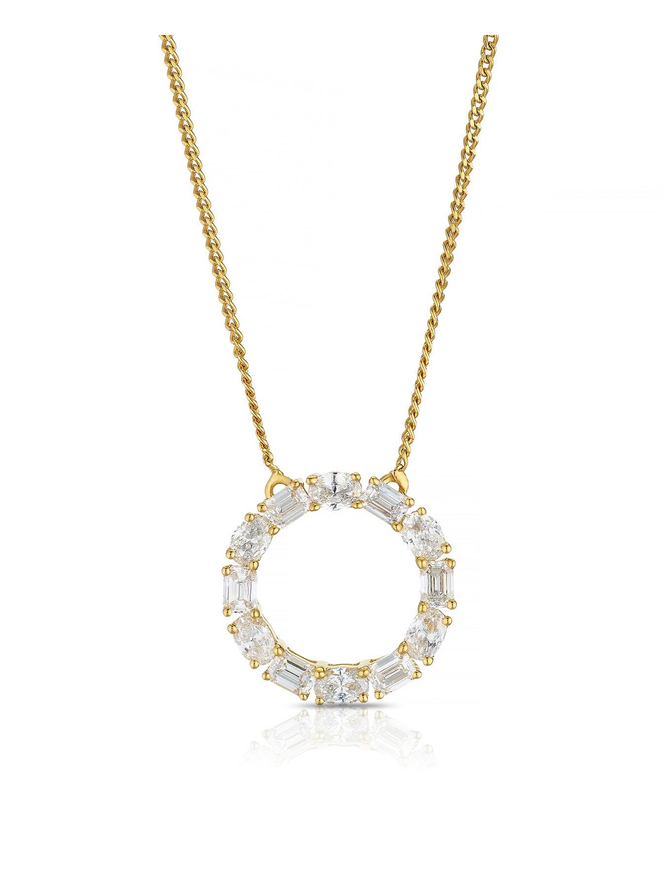 Image 2 of 5 of Harriet Sterling Silver &amp; 18Ct Plated Vermeil 0.50Ct Lab-Grown Diamond Round &amp; Oval Open Circle Pendant - Gold