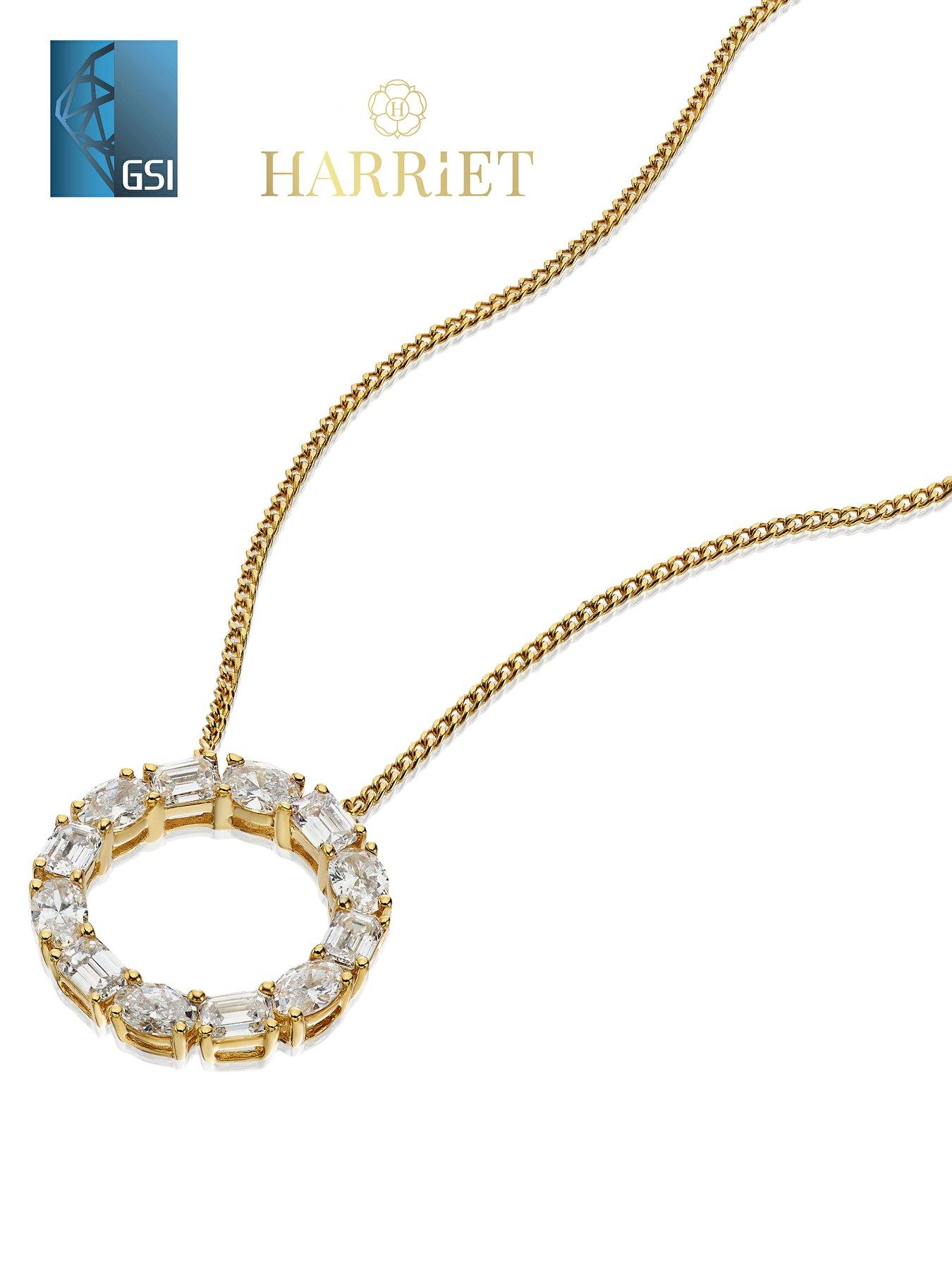 Image 3 of 5 of Harriet Sterling Silver &amp; 18Ct Plated Vermeil 0.50Ct Lab-Grown Diamond Round &amp; Oval Open Circle Pendant - Gold