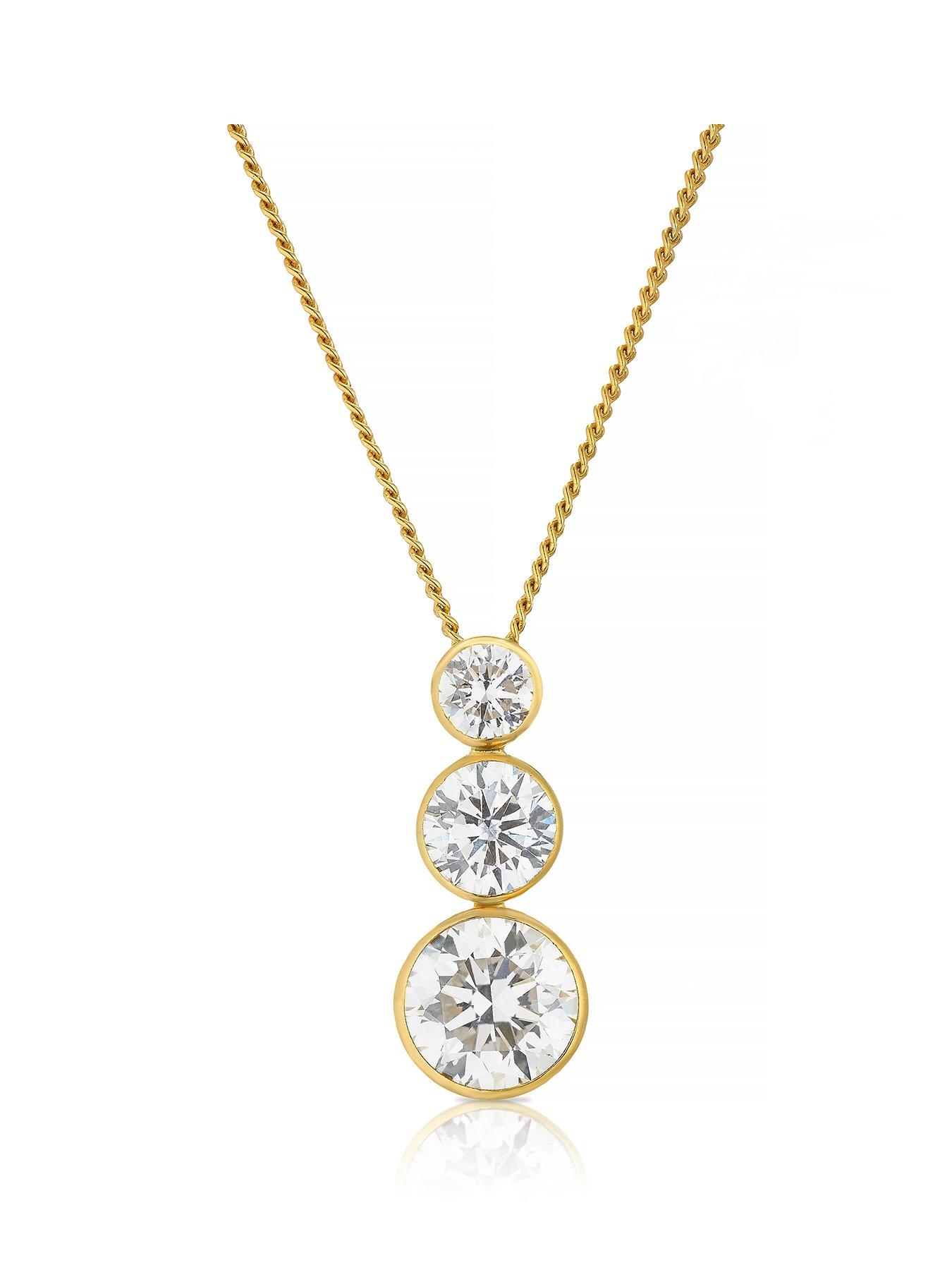 Harriet Sterling Silver  &  18Ct Plated Vermeil 1Ct Lab-Grown Diamond Graduate Dew Drop Pendant Necklace - Gold