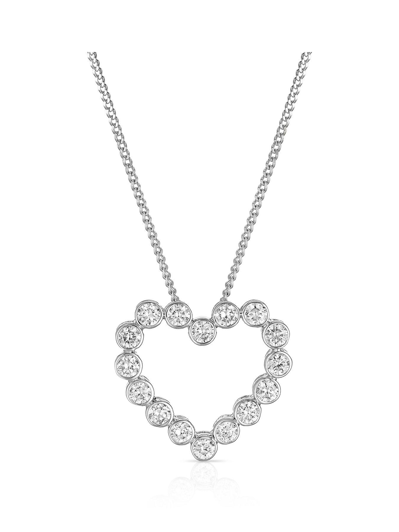 Harriet Harriet Sterling Silver  0.50ct Lab-Grown Diamond Heart Pendant Necklace