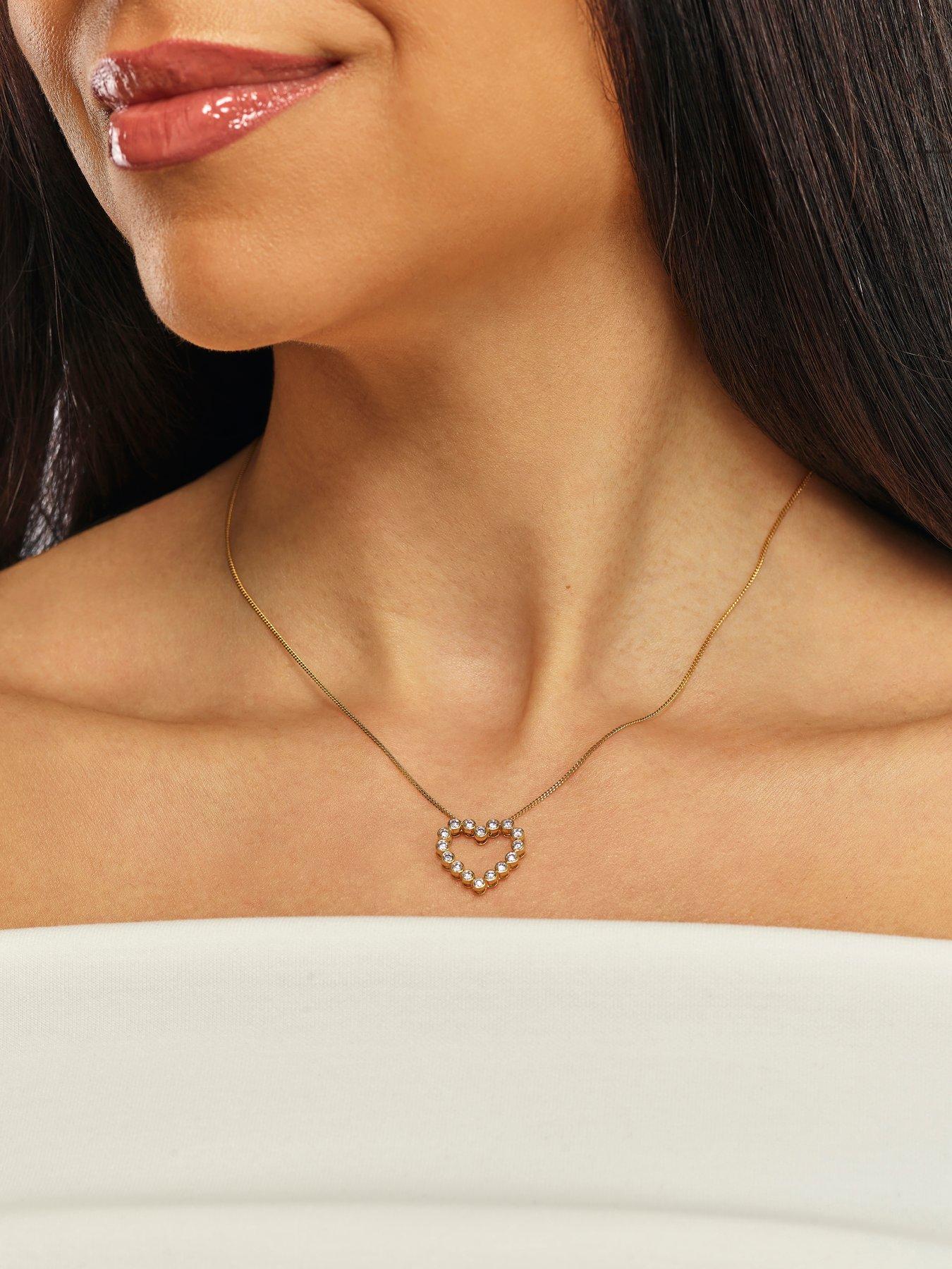 Harriet Sterling Silver & 18Ct Plated Vermeil 0.50Ct Lab-Grown Diamond Heart Pendant Necklace - Gold