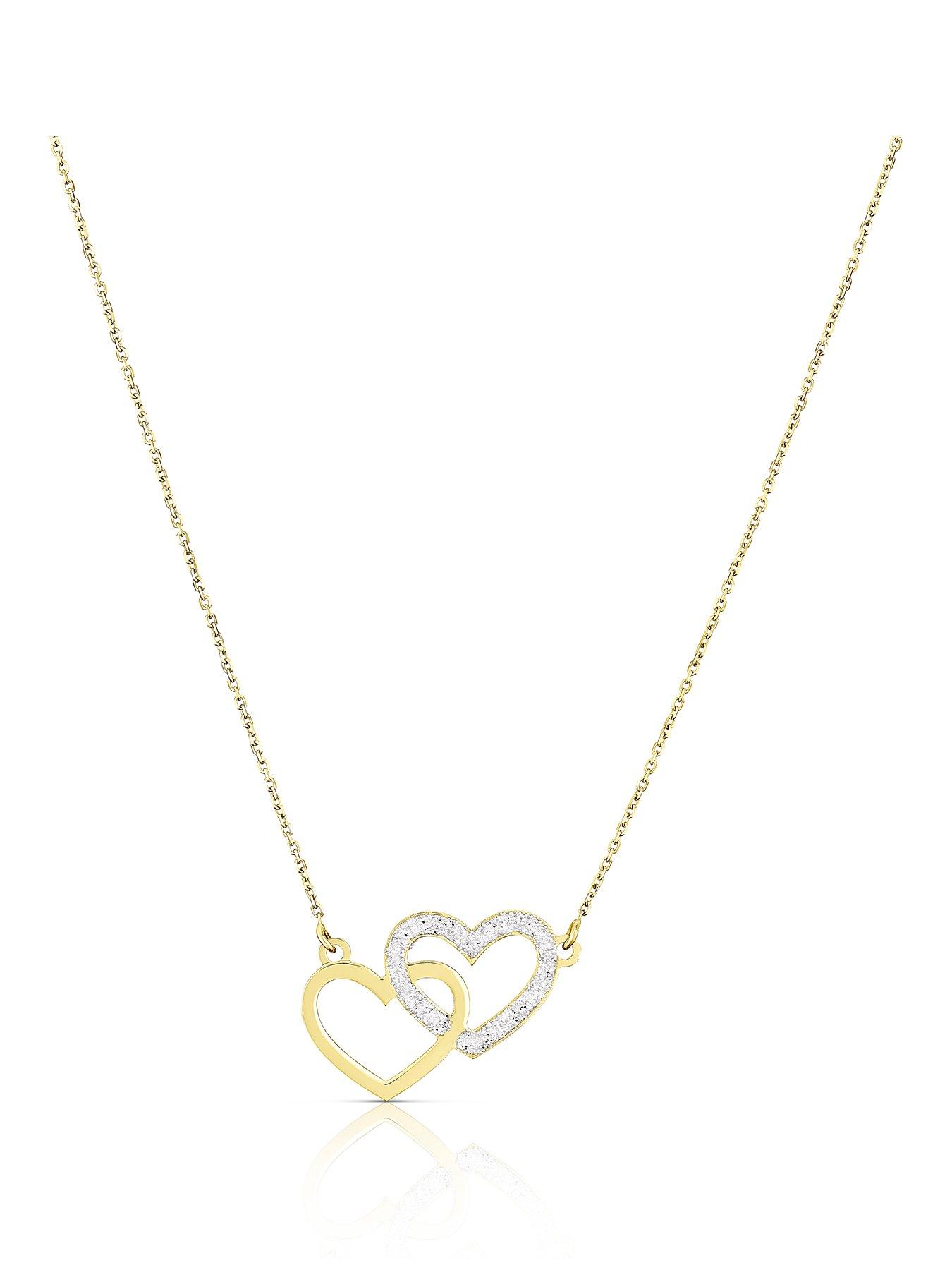 Image 1 of 3 of H. Samuel 9ct Yellow Glitter Interlocking Heart Necklace