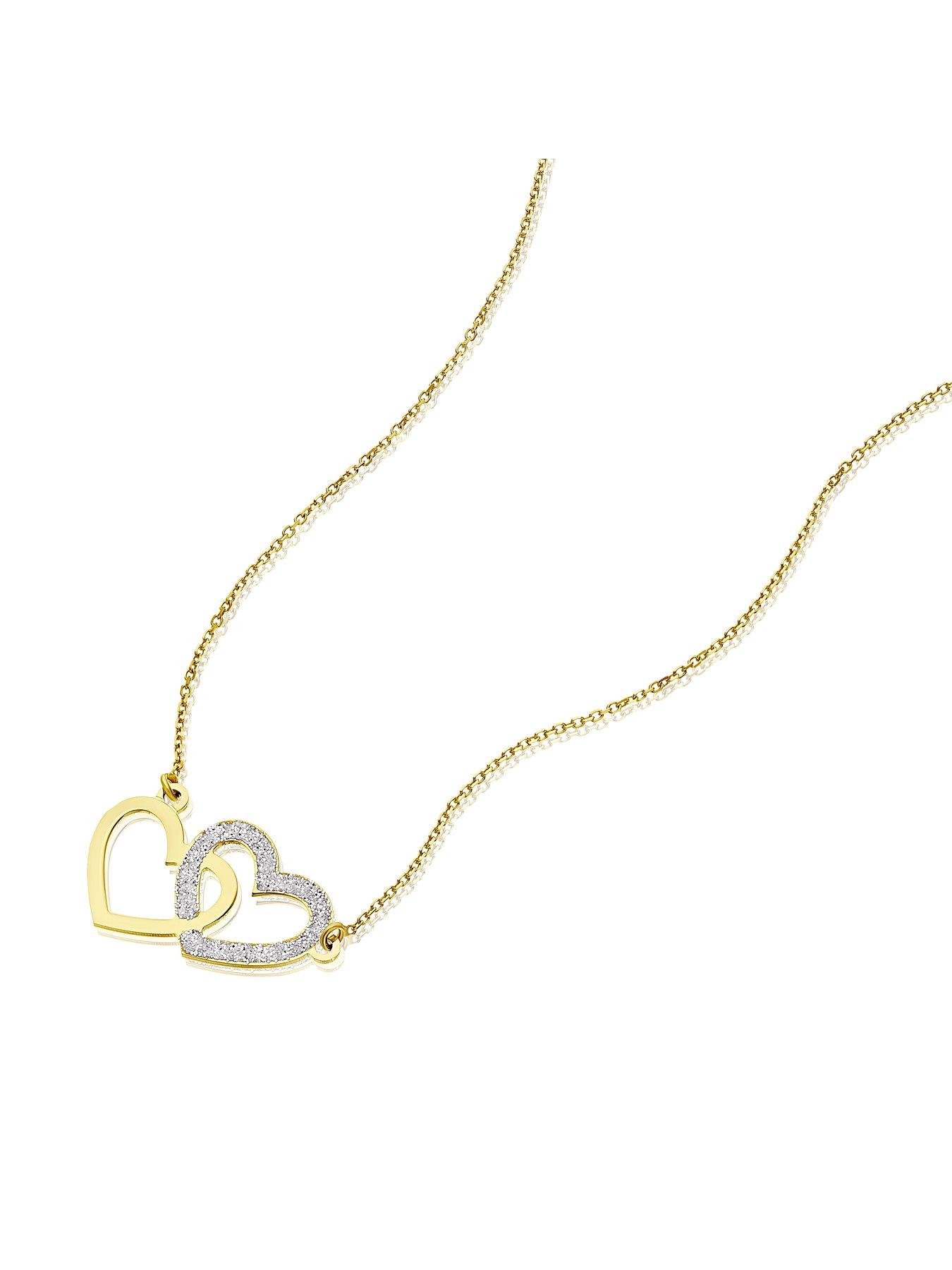 Image 2 of 3 of H. Samuel 9ct Yellow Glitter Interlocking Heart Necklace