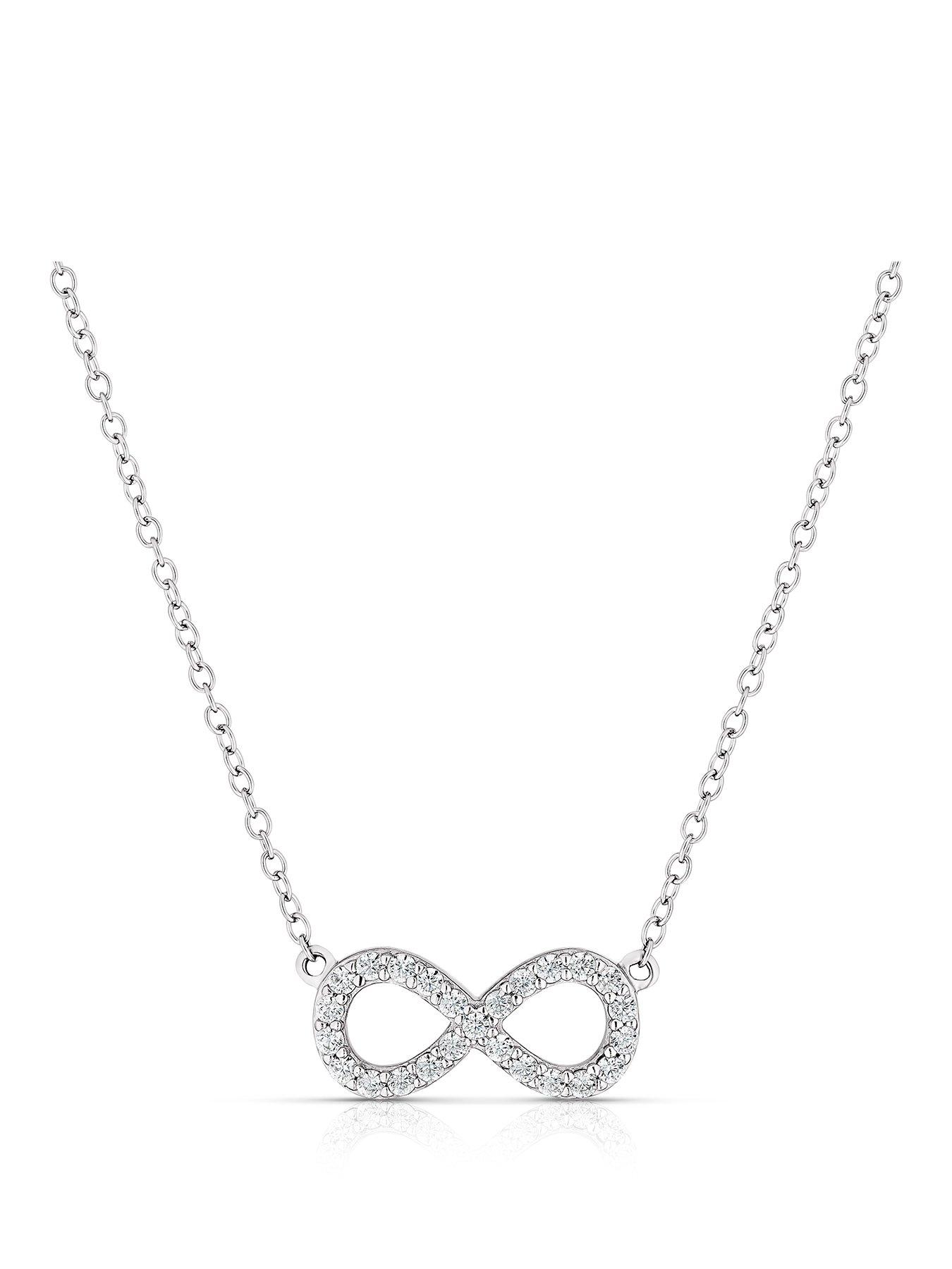 Image 1 of 3 of Ernest Jones Sterling Cubic Zirconia Eternity Symbol Necklace - Silver
