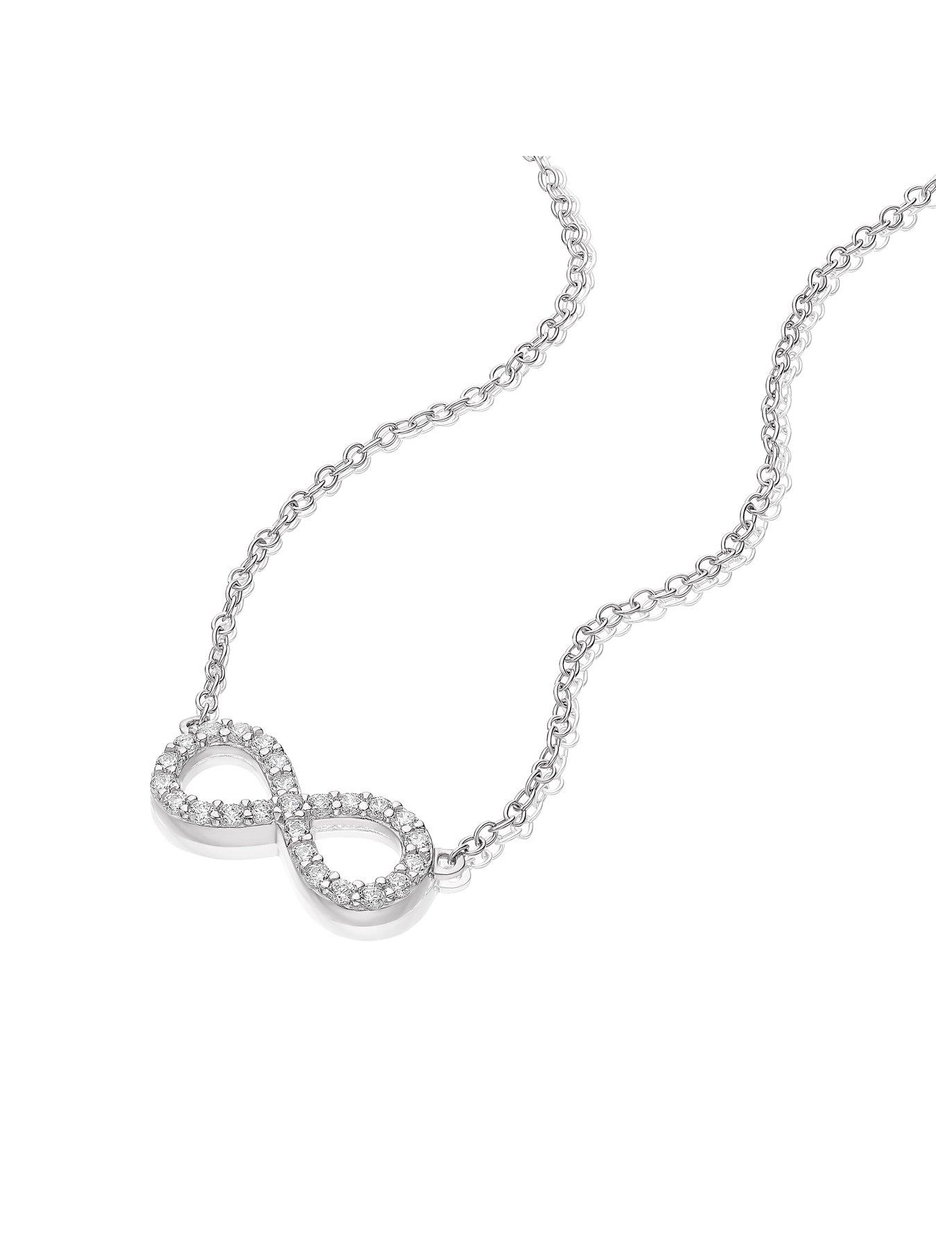 Image 2 of 3 of Ernest Jones Sterling Cubic Zirconia Eternity Symbol Necklace - Silver