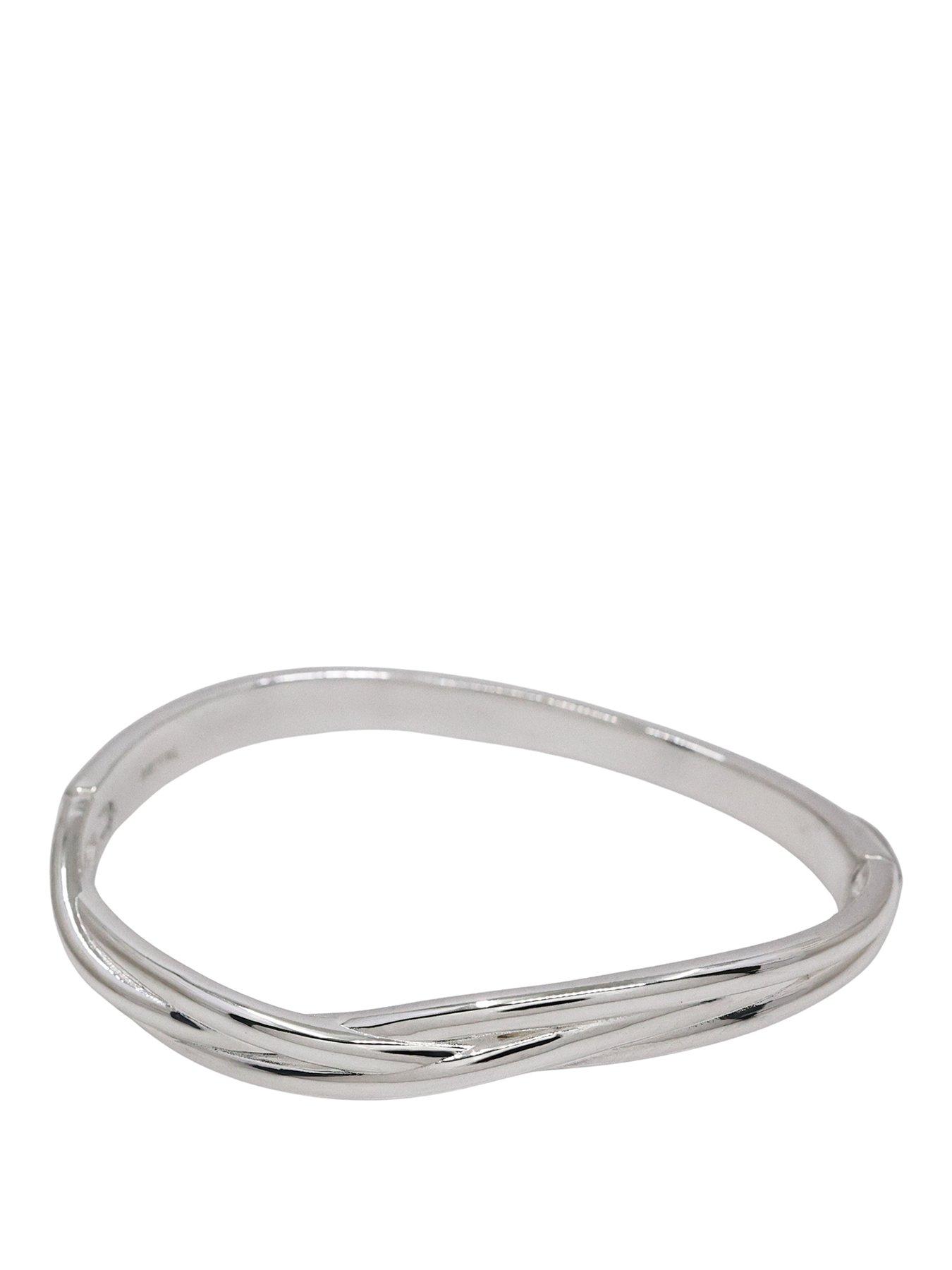 The Edit Hs Sterling Plated Abstract Entwined Bangle - Silver