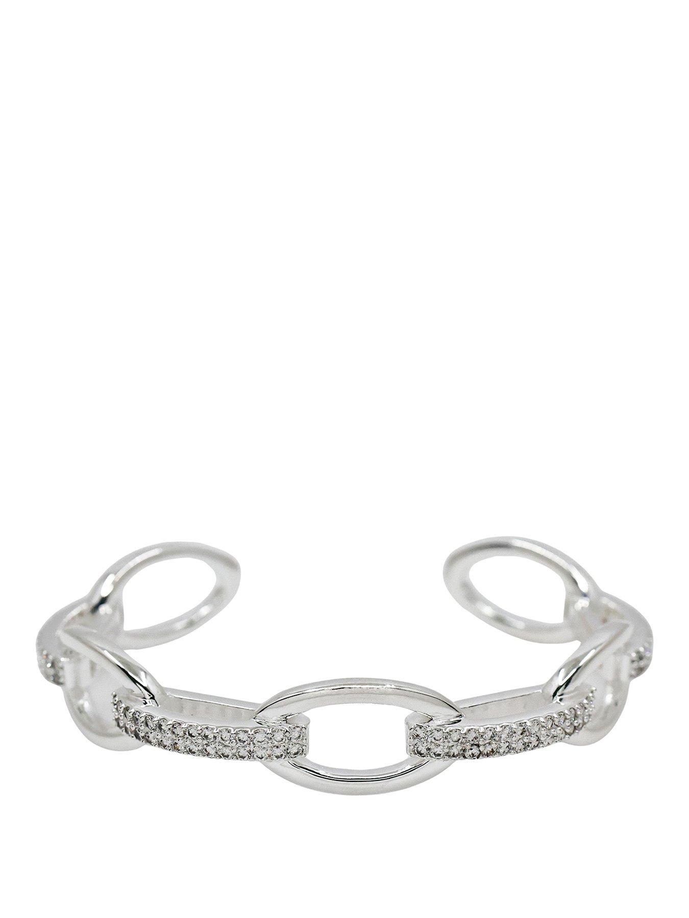 The Edit HS Edit CHAINS Sterling Silver Plate & Cubic Zirconia Round Link Bangle