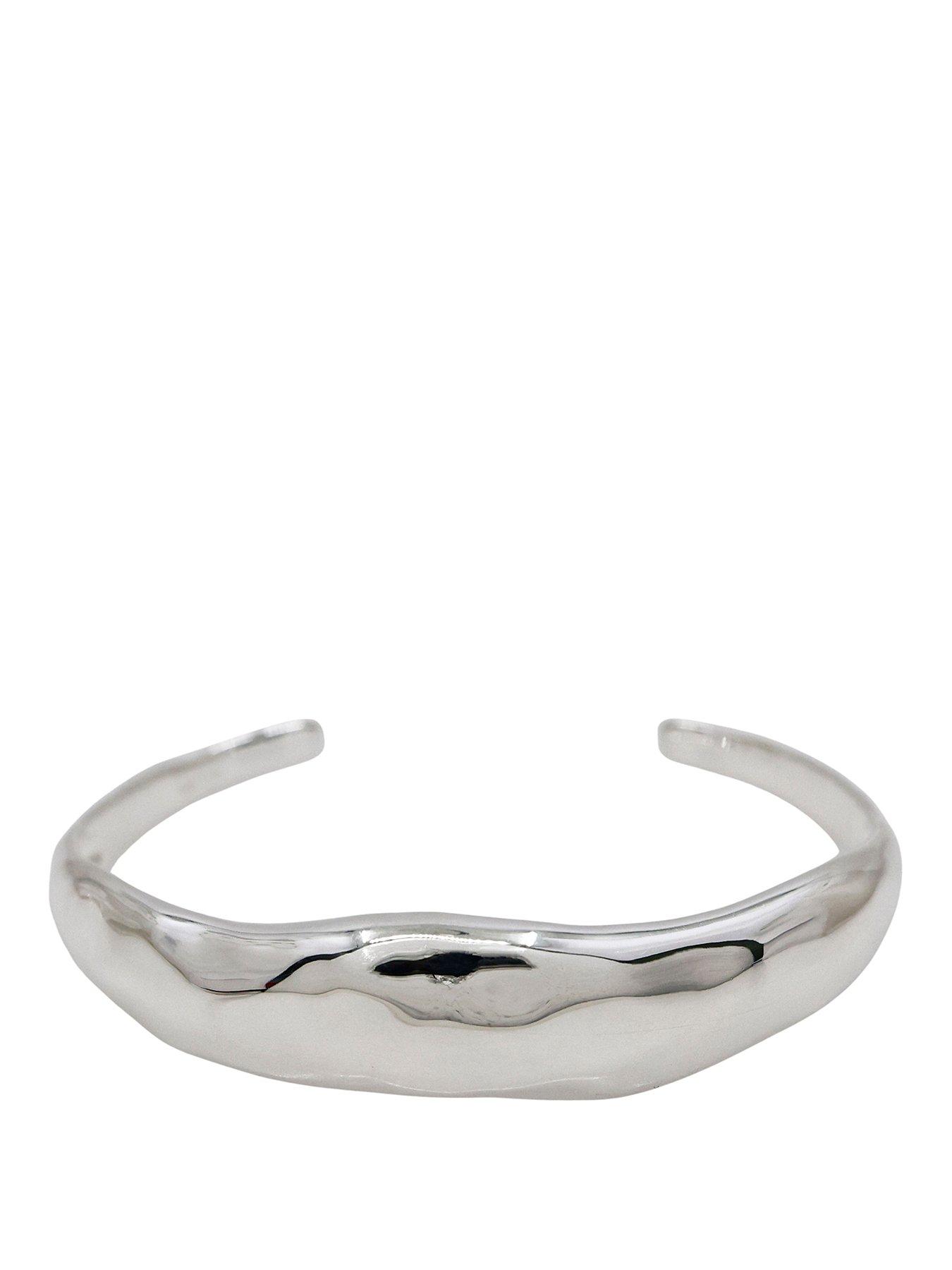Image 1 of 4 of The Edit HS Edit MOLTEN Sterling Silver Plated Moulded Chunky Bangle