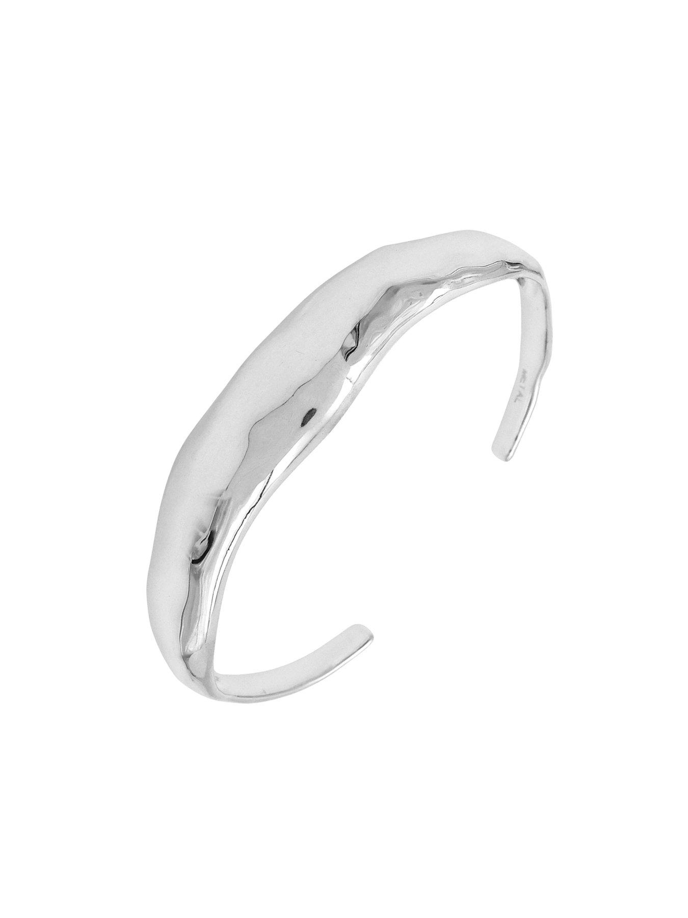 Image 2 of 4 of The Edit HS Edit MOLTEN Sterling Silver Plated Moulded Chunky Bangle
