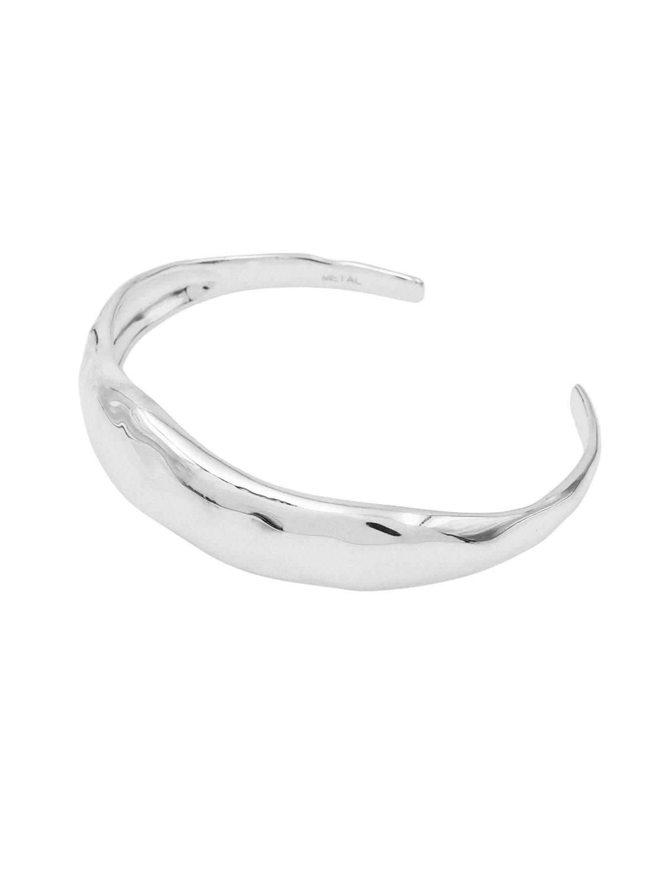Image 3 of 4 of The Edit HS Edit MOLTEN Sterling Silver Plated Moulded Chunky Bangle