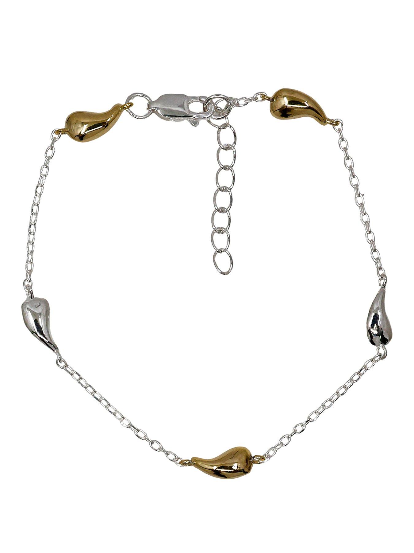 The Edit Hs Teardrop 18Ct Gold Plated Sterling Silver Teardrop Station Bracelet - Two Tone