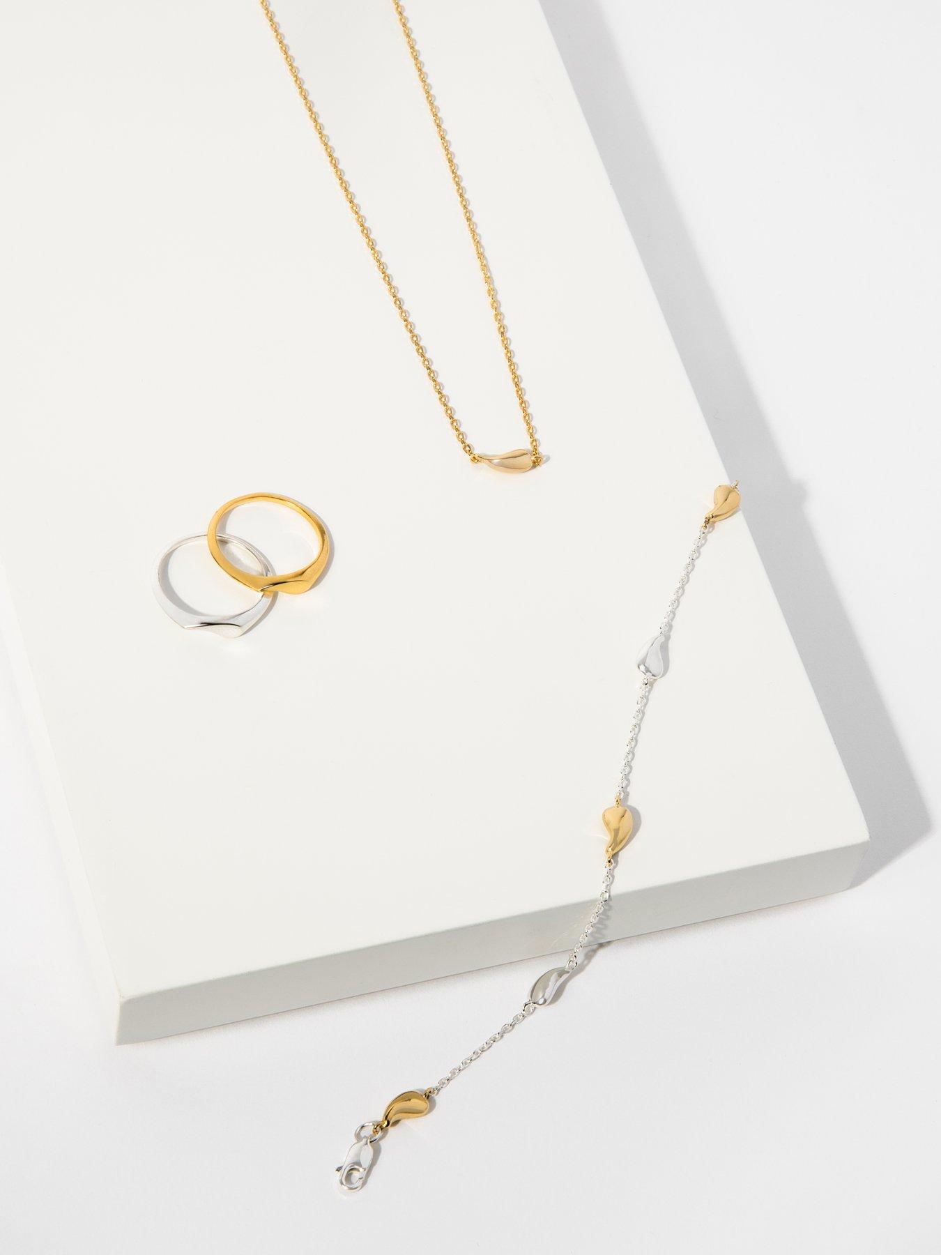 Image 3 of 3 of The Edit HS The Edit TEARDROP 18ct Yellow Gold Plated Sterling Silver Teardrop Station Bracelet