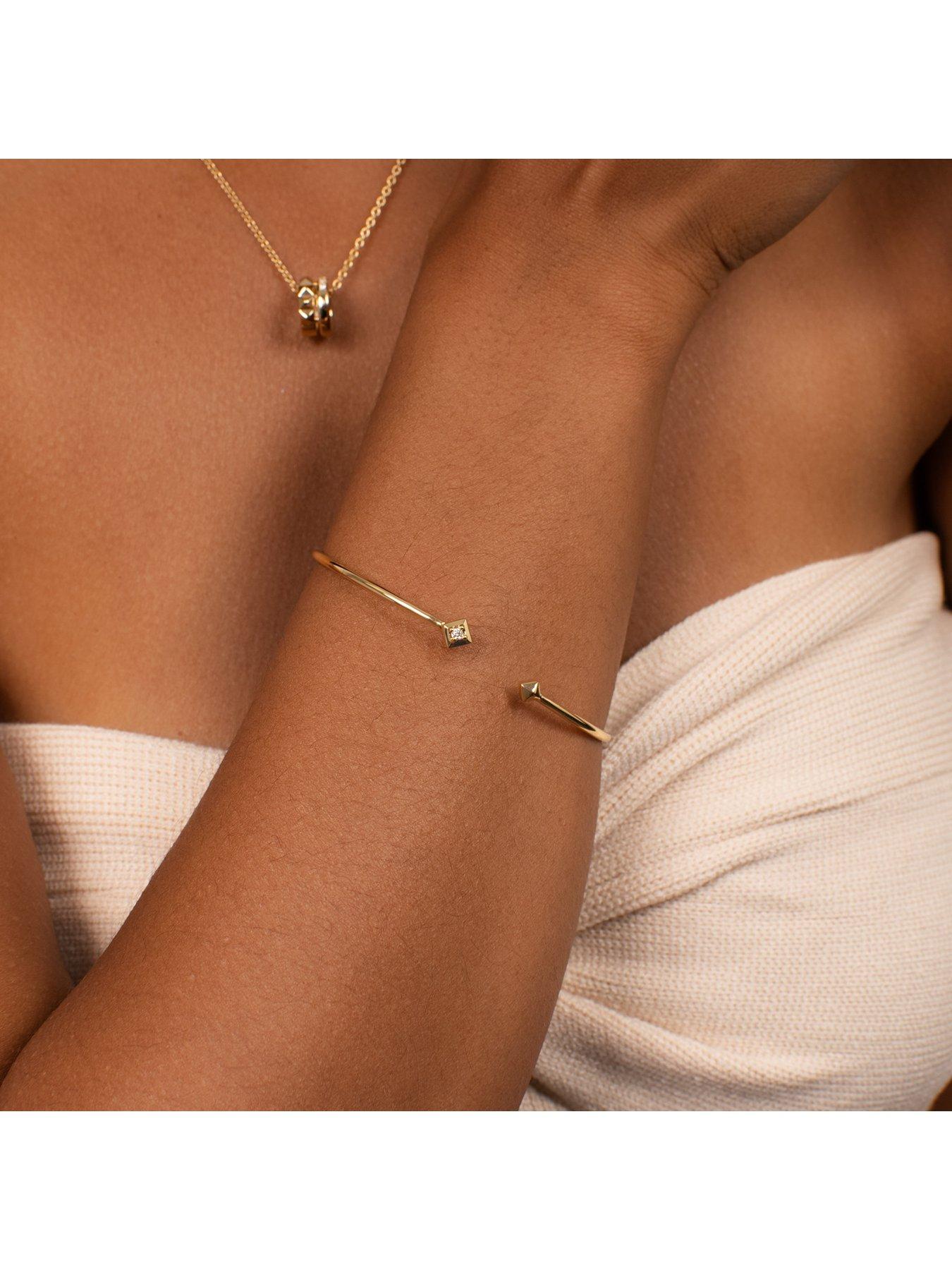 Kleora Pyramid Modern Electrum Diamond Pyramid Bangle - Gold | Very