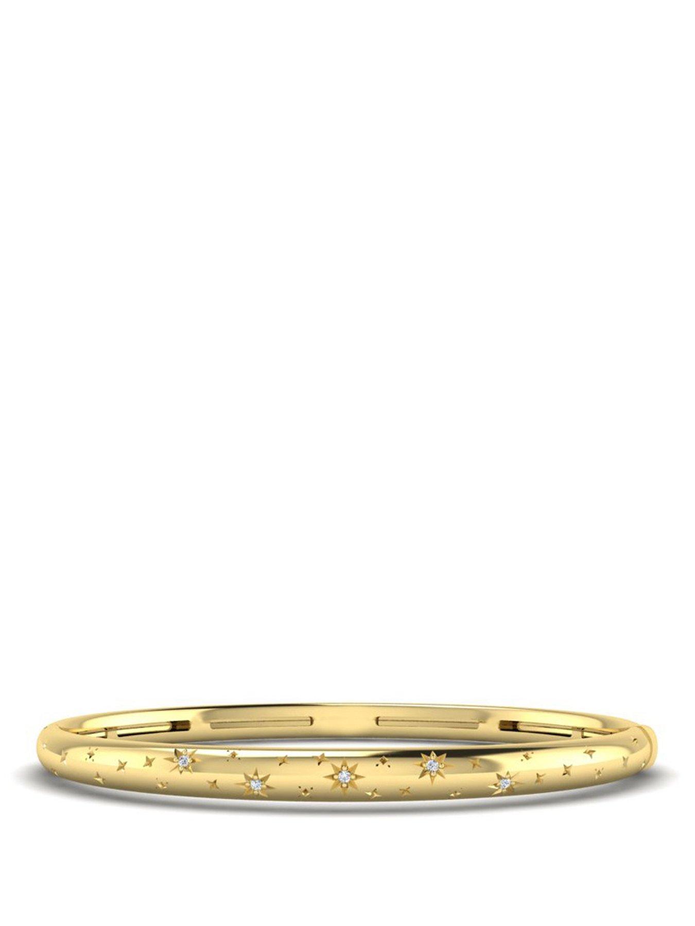 Kleora Aurora Modern Electrum Diamond Star Burst Bangle - Gold