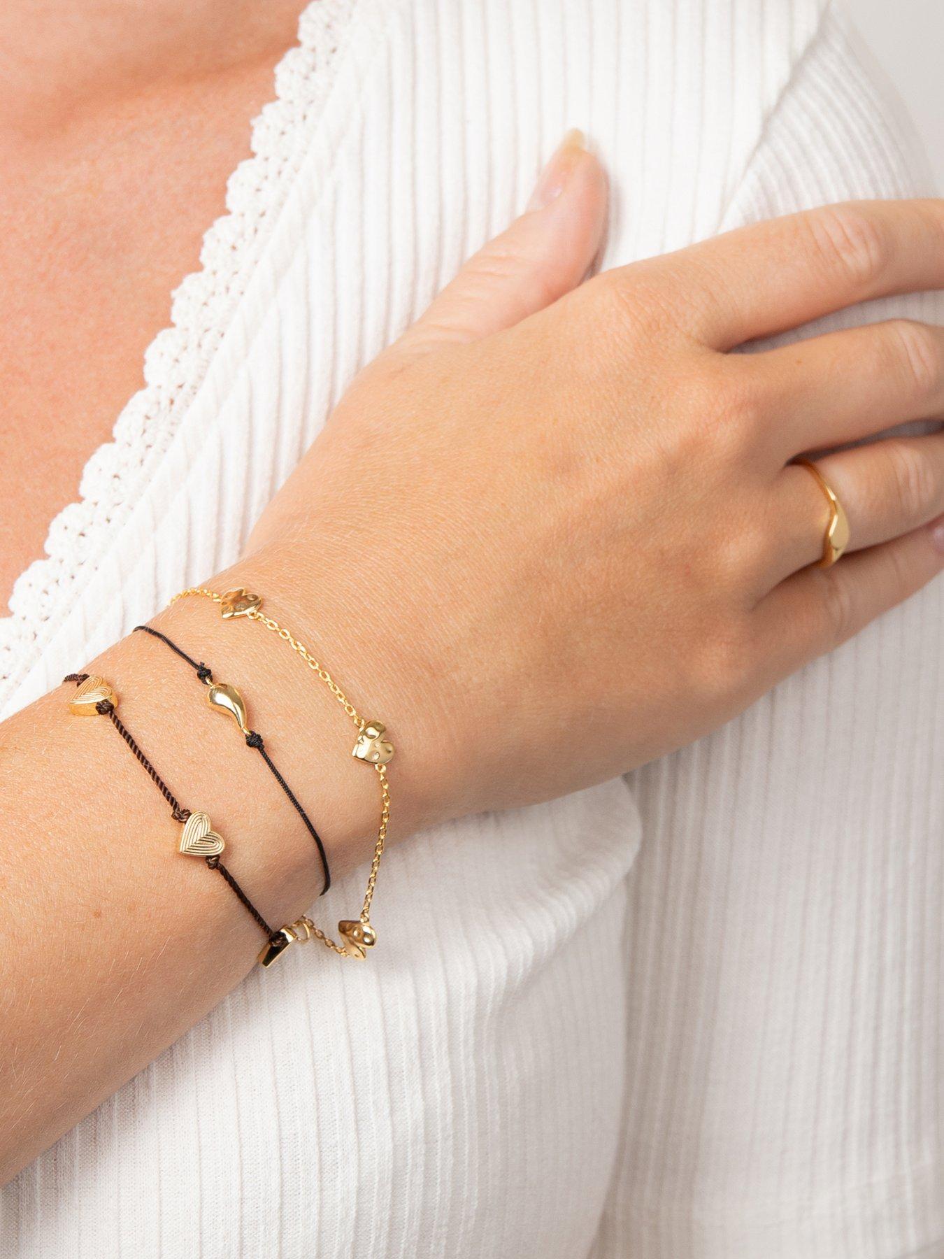Image 3 of 6 of The Edit HS The Edit HEARTS 18ct Yellow Gold Plated Sterling Silver Triple Hammered Heart Station Bracelet
