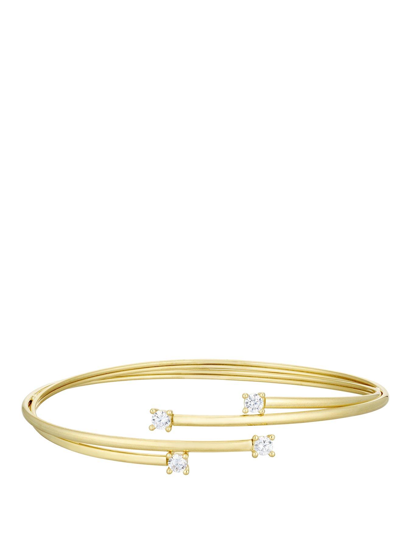 H. Samuel Together Silver  &  9ct Gold Bonded Crossover Cubic Zirconia Bangle - 2-tone
