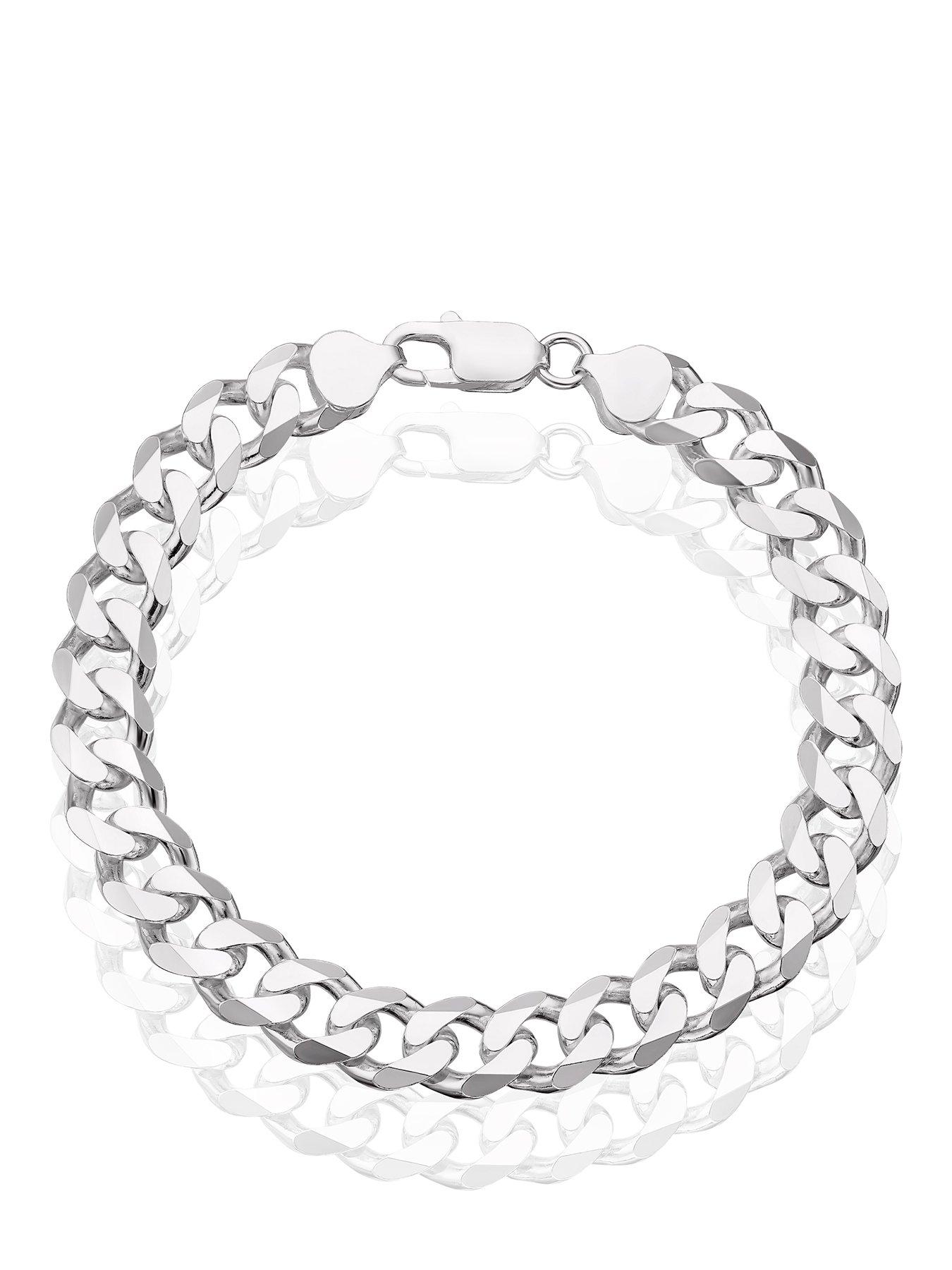 H. Samuel Sterling Men'S 85" Curb Chain Bracelet - Silver