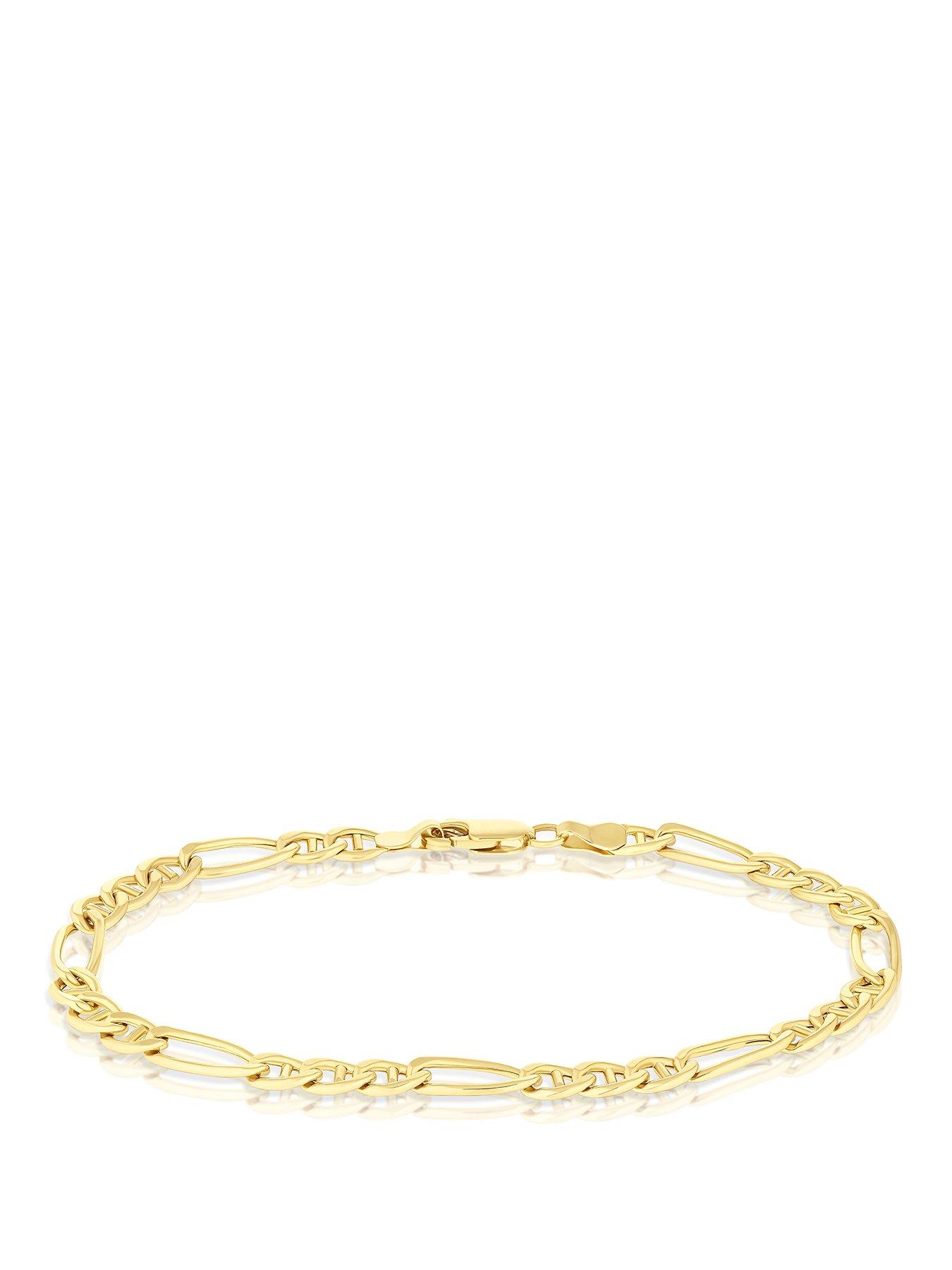 H. Samuel 9ct Yellow Gold Men's Figaro & Anchor 8" Bracelet