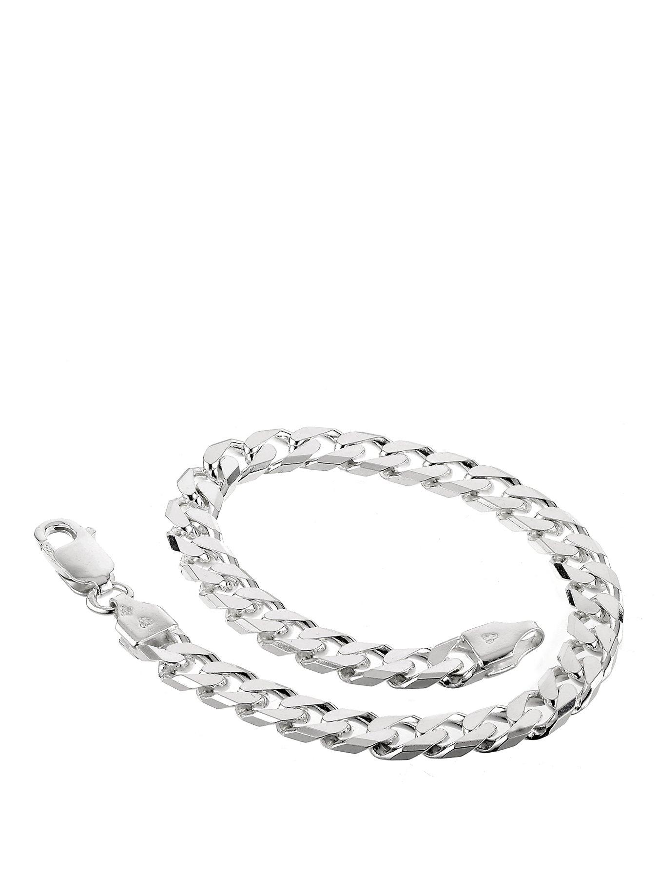 Ernest Jones Sterling Silver 8" Curb Chain Bracelet