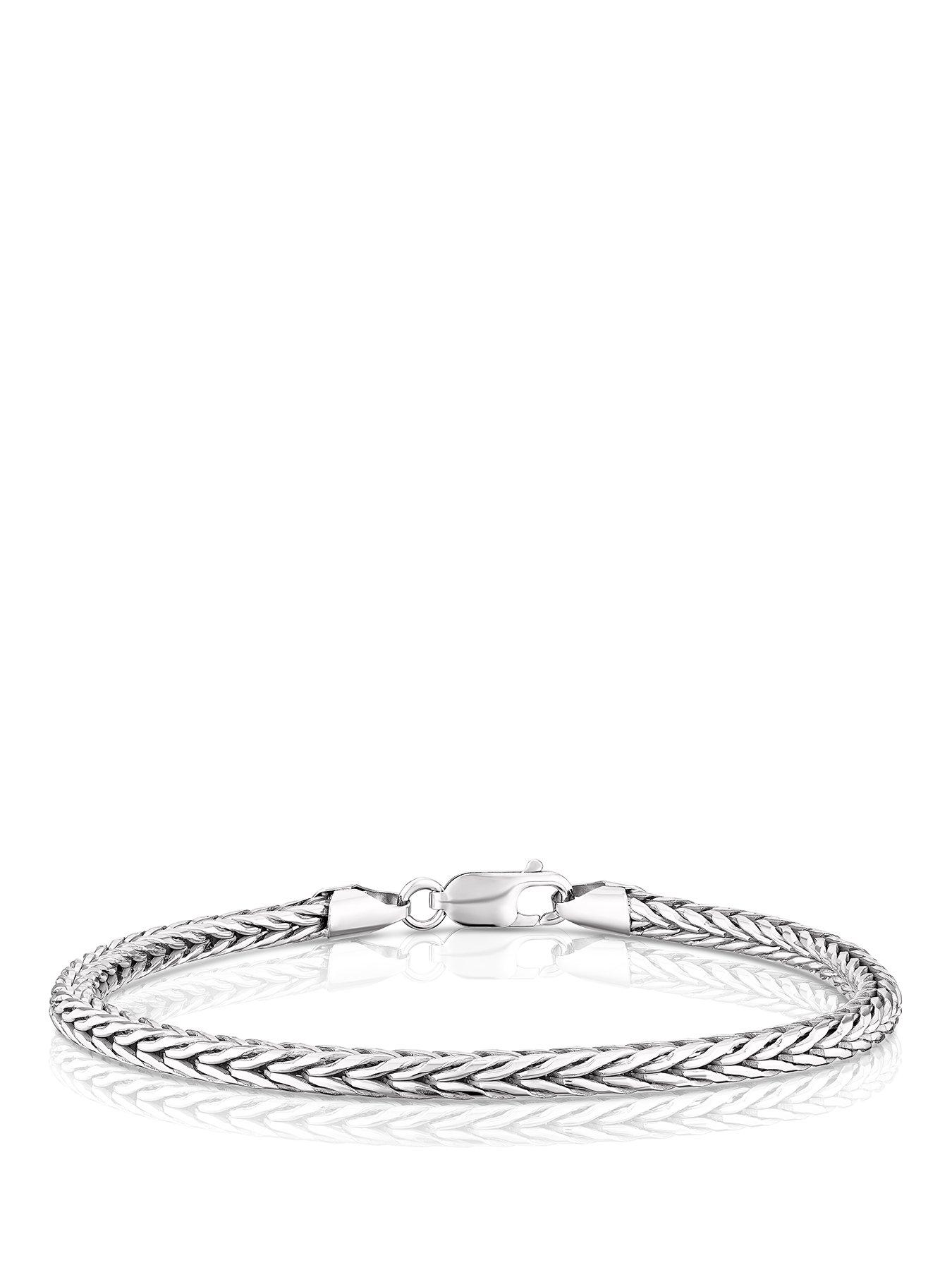 Ernest Jones Men's Sterling Silver 8.4" Foxtail Chain Bracelet