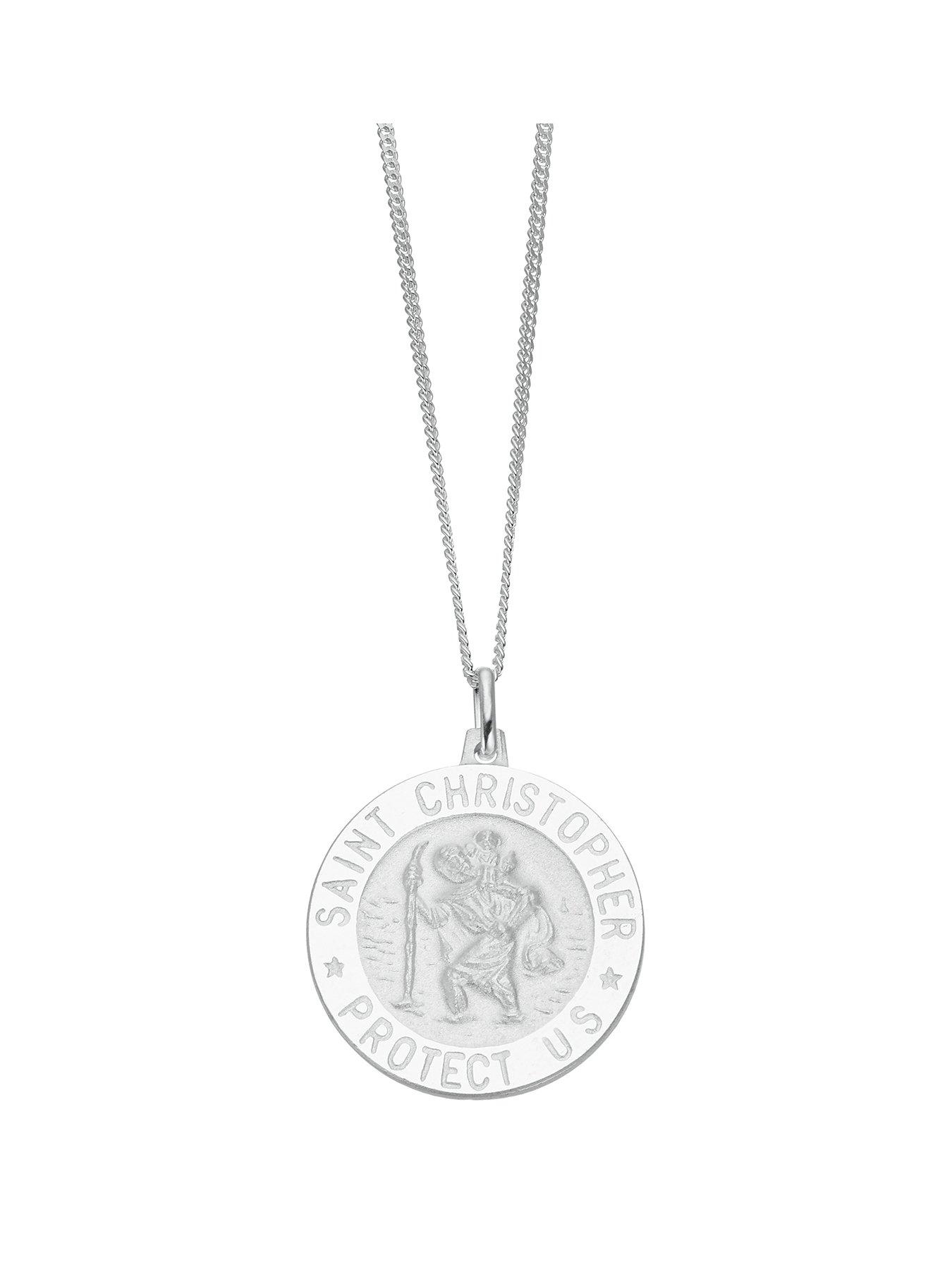 Ernest Jones Sterling Silver Men's St Christopher Pendant