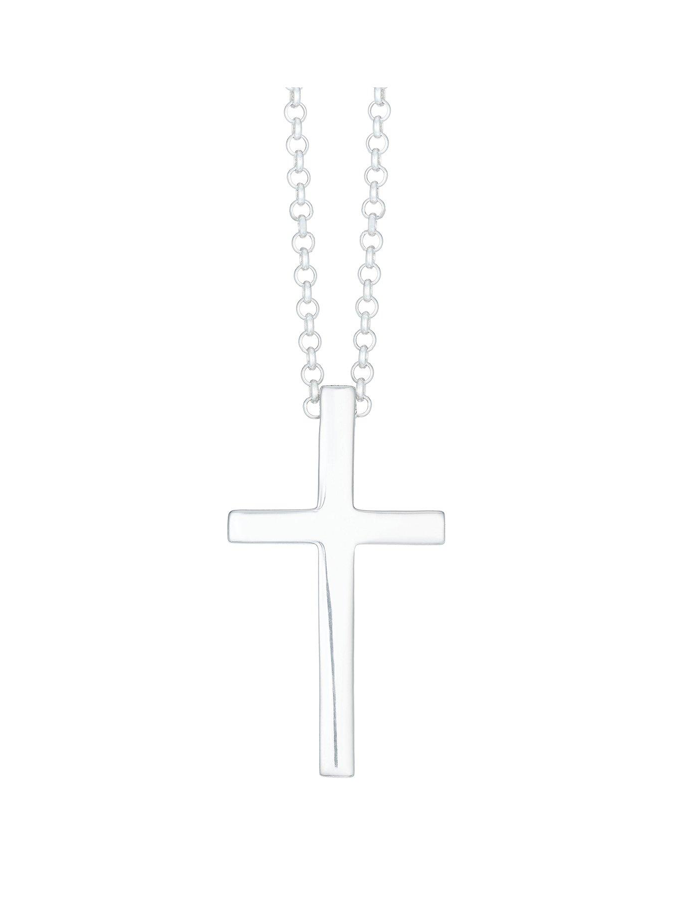H. Samuel Sterling 20" Belcher Chain  &  Polished Cross Pendant - Silver