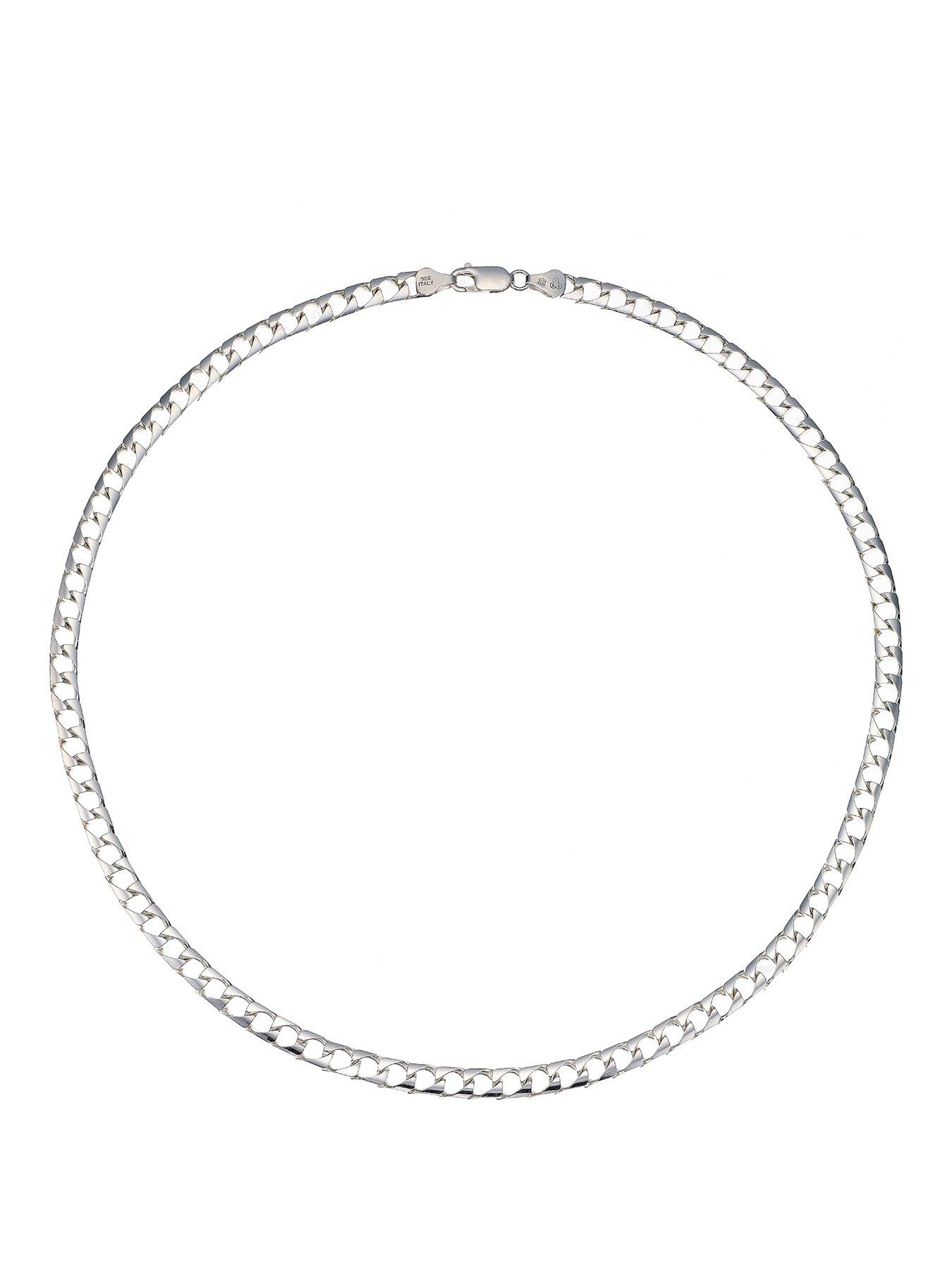Image 1 of 3 of Ernest Jones Sterling Silver 20" Flat Square Curb Chain