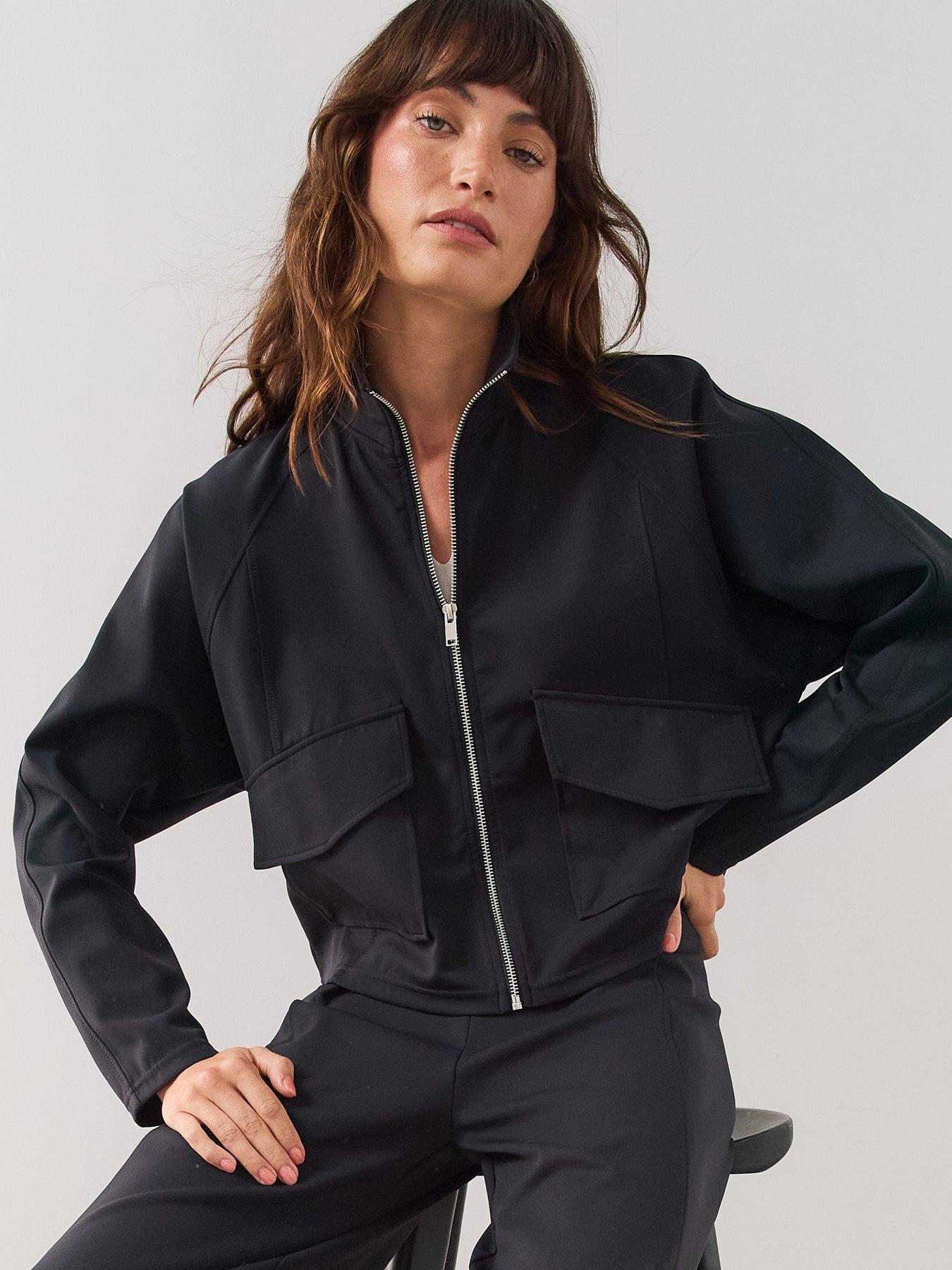 Image 3 of 7 of The Very Collection Scuba Utility Lightweight Jacket Co-ord - Black