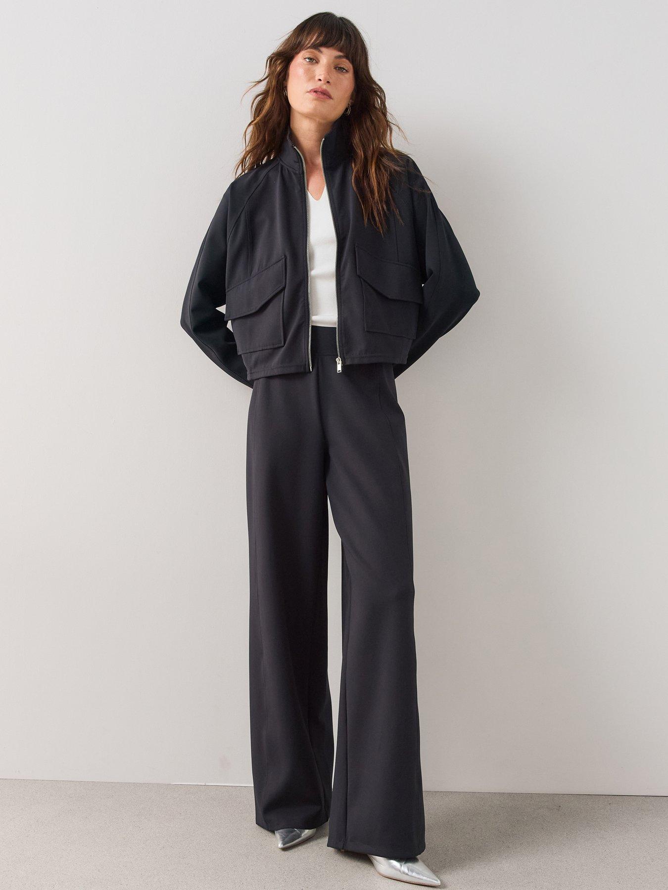 The Very Collection Scuba Wide Leg Trouser Co-Ord - Black