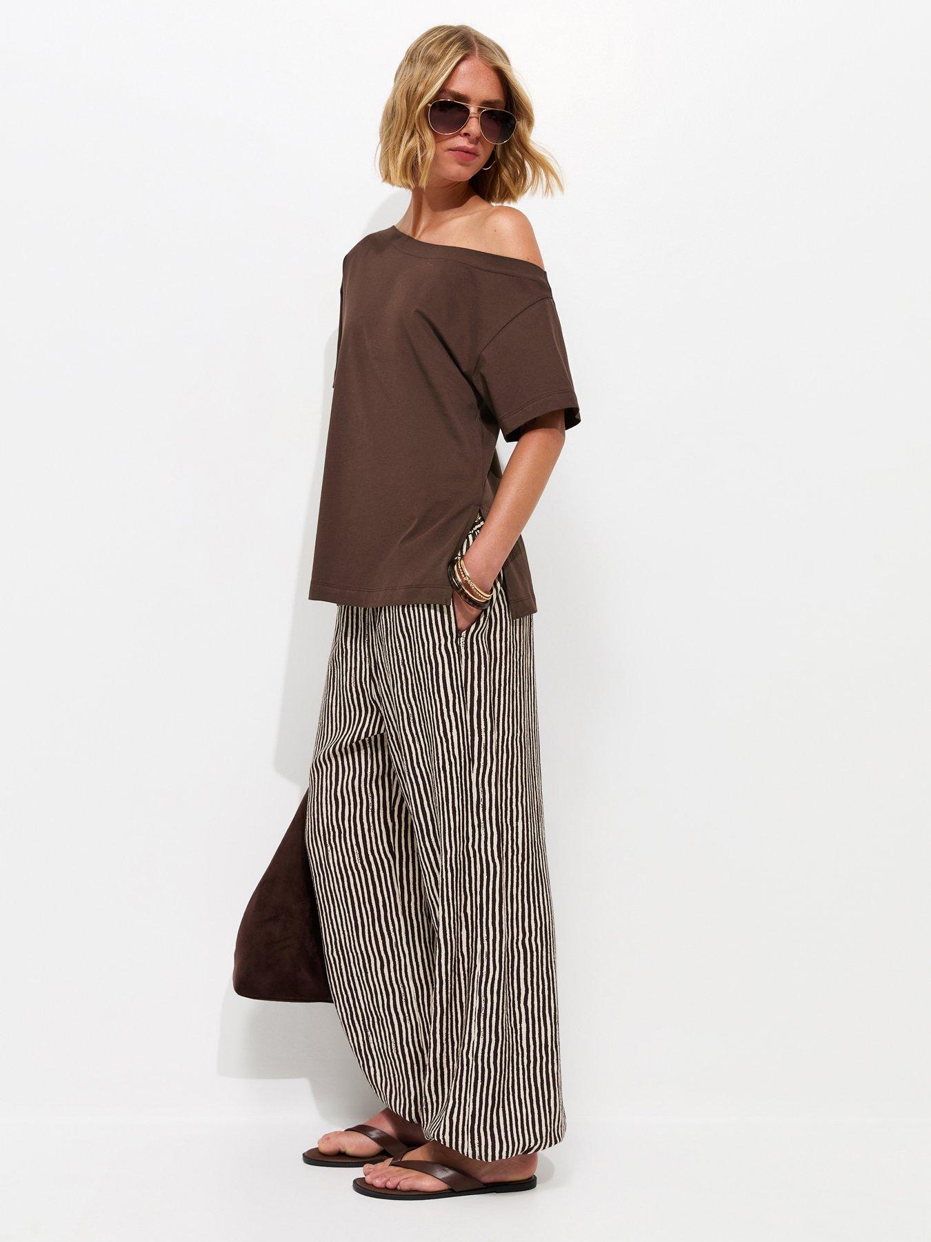Image 3 of 5 of New Look Cotton Off The Shoulder T-Shirt - Brown