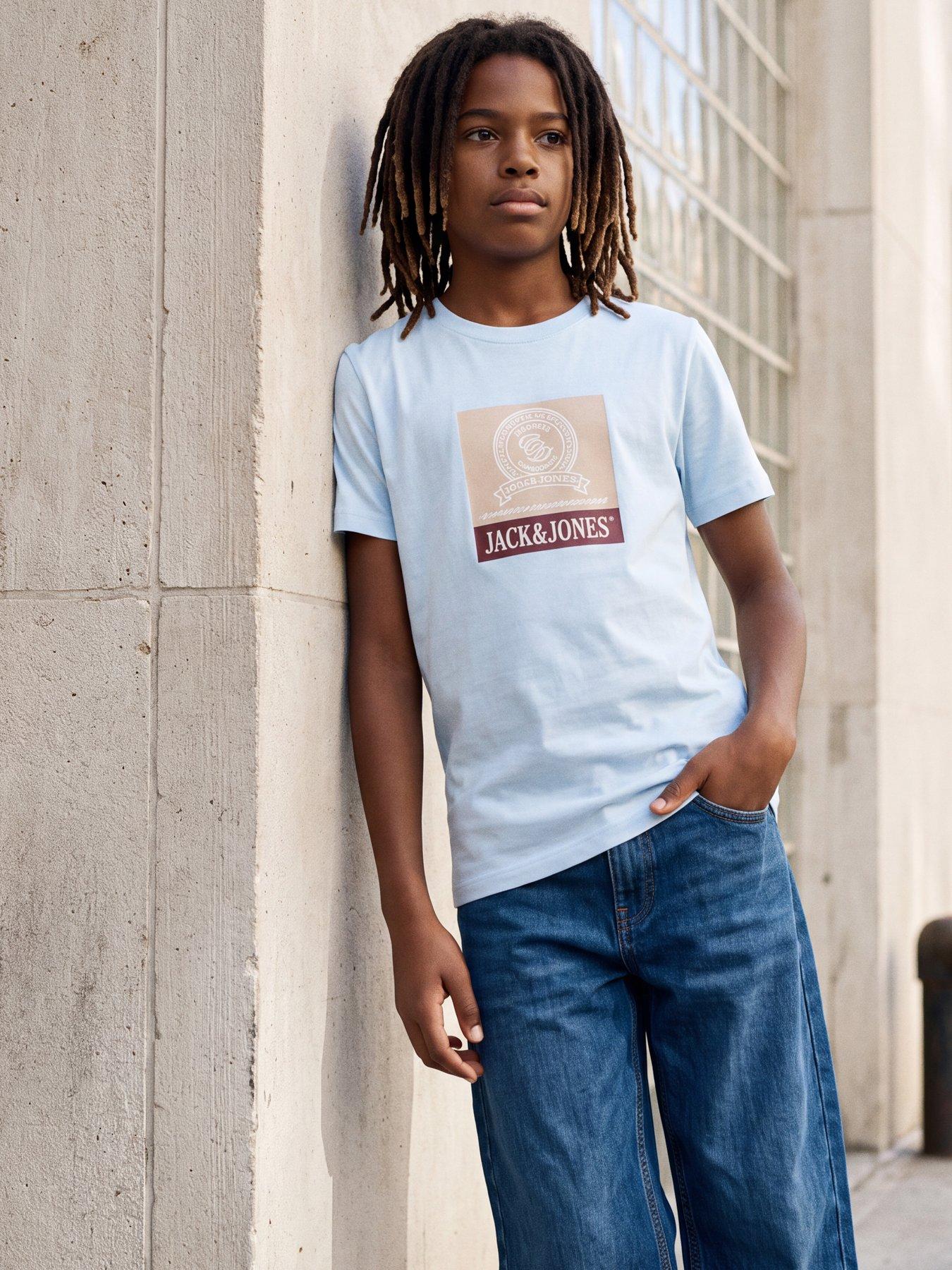 Image 1 of 3 of Jack & Jones Junior Boys Graphic Short Sleeve Tshirt - Light Blue